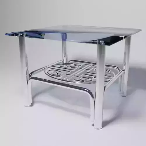 Futuristic Coffee Side Table Glass Top with Geometric