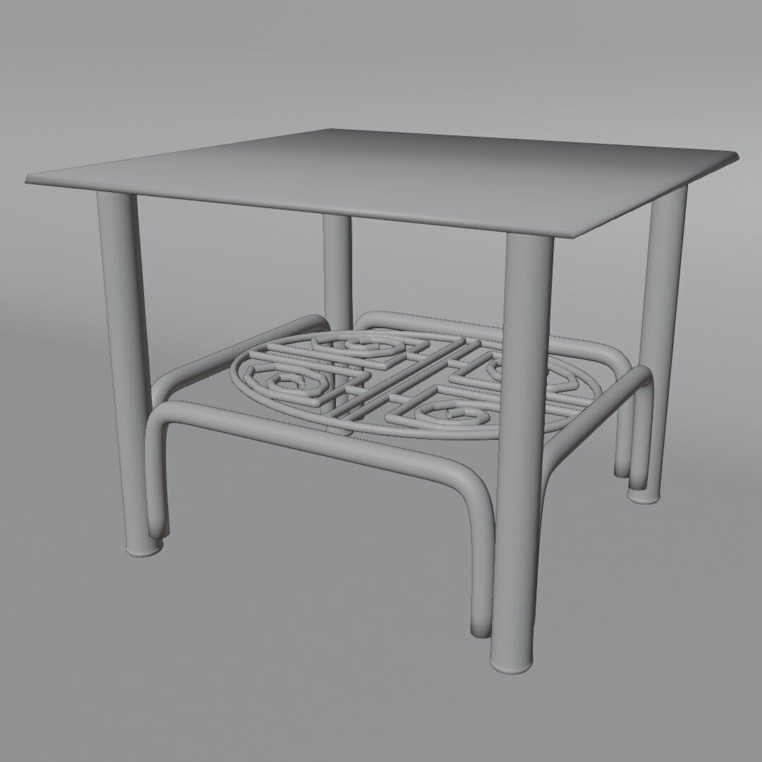 Futuristic Coffee Side Table Glass Top with Geometric 3D model_9