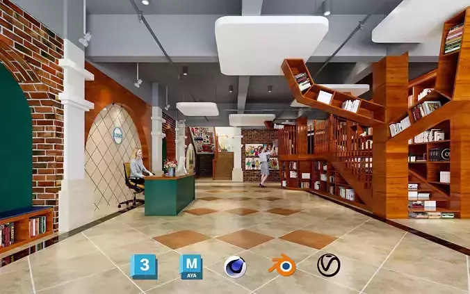 library for children books - book store - Kindergarten Hall