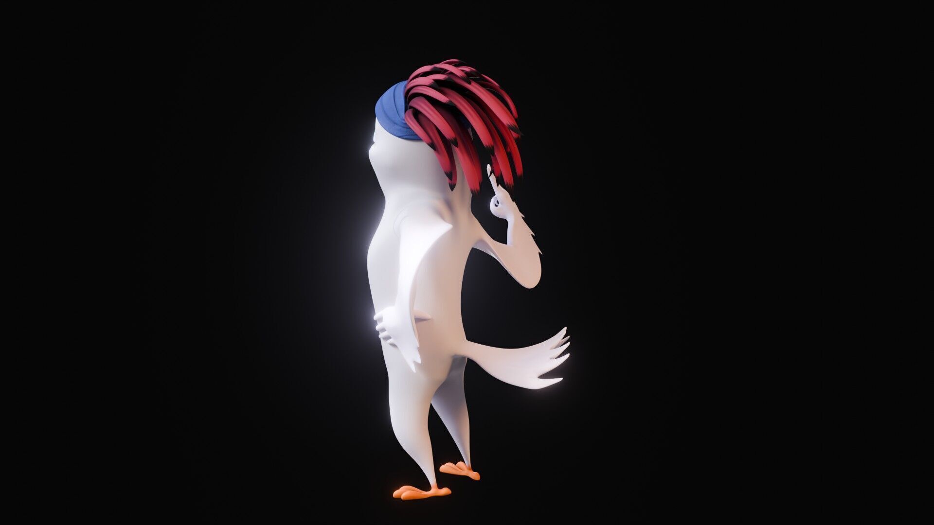 Chibi Cockatoo - 3D White - Rigged Cartoon Bird Low-poly 3D model_32