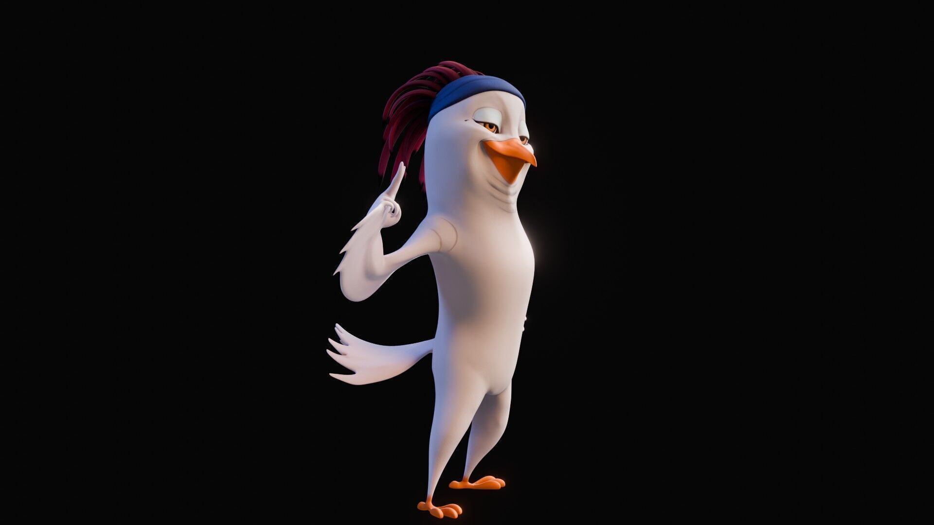 Chibi Cockatoo - 3D White - Rigged Cartoon Bird Low-poly 3D model_20