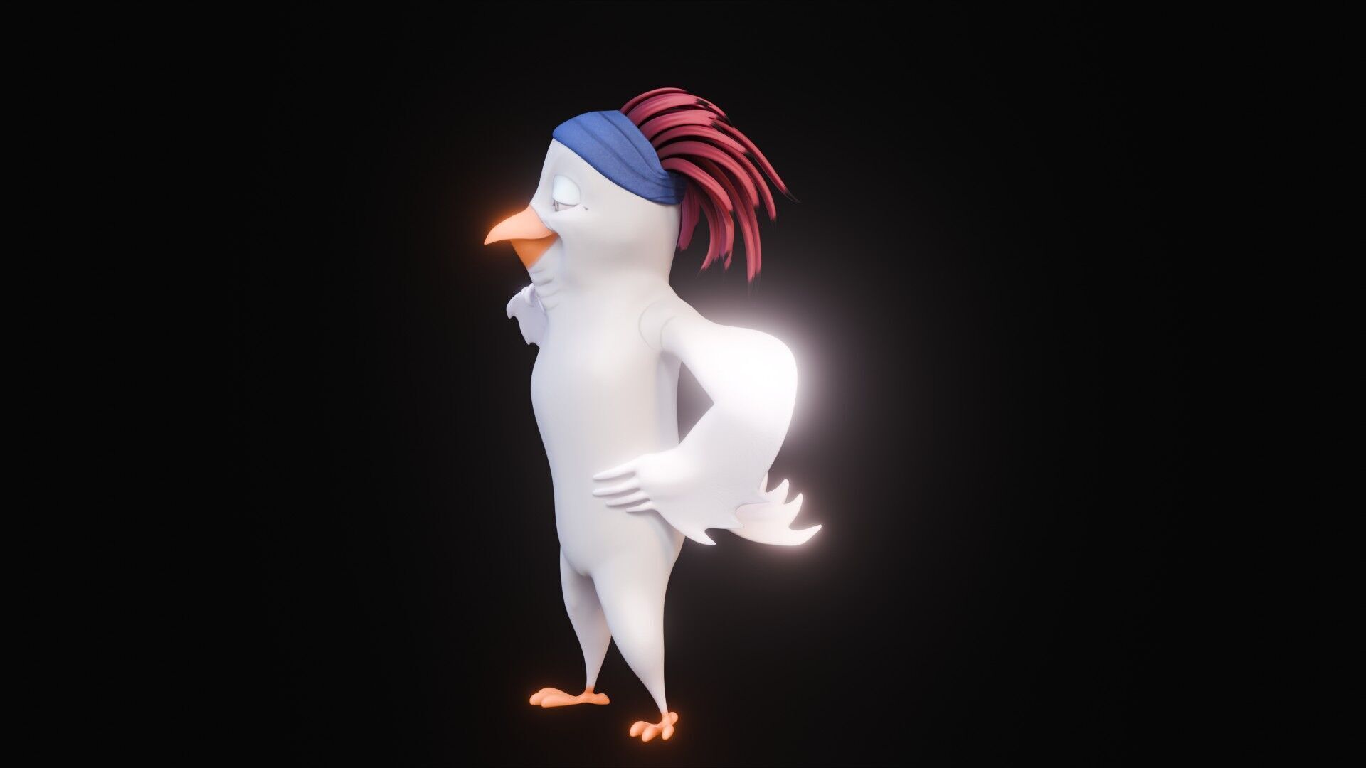 Chibi Cockatoo - 3D White - Rigged Cartoon Bird Low-poly 3D model_36