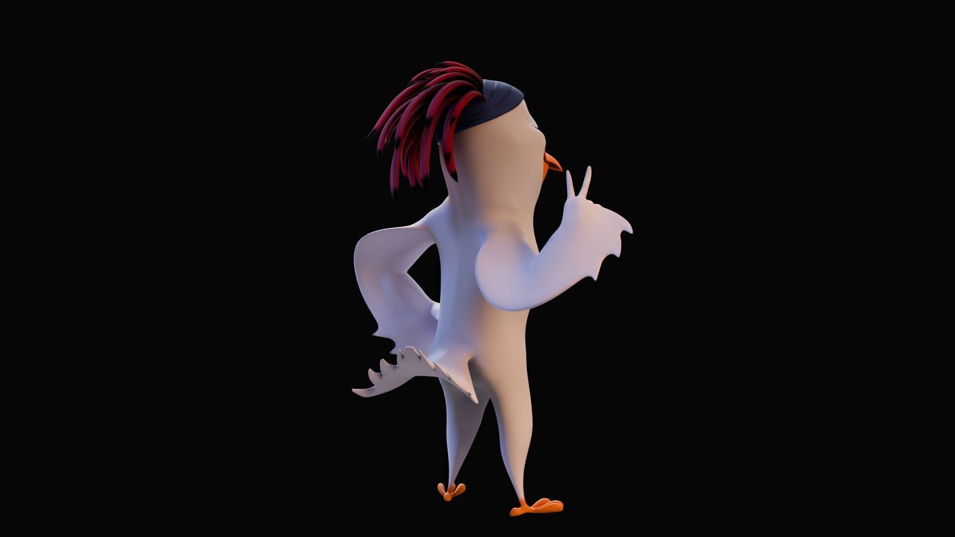Chibi Cockatoo - 3D White - Rigged Cartoon Bird Low-poly 3D model_25