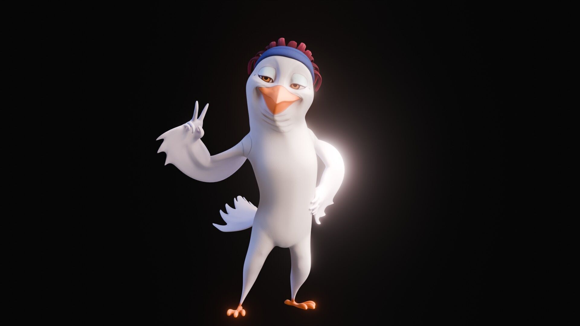 Chibi Cockatoo - 3D White - Rigged Cartoon Bird Low-poly 3D model_17