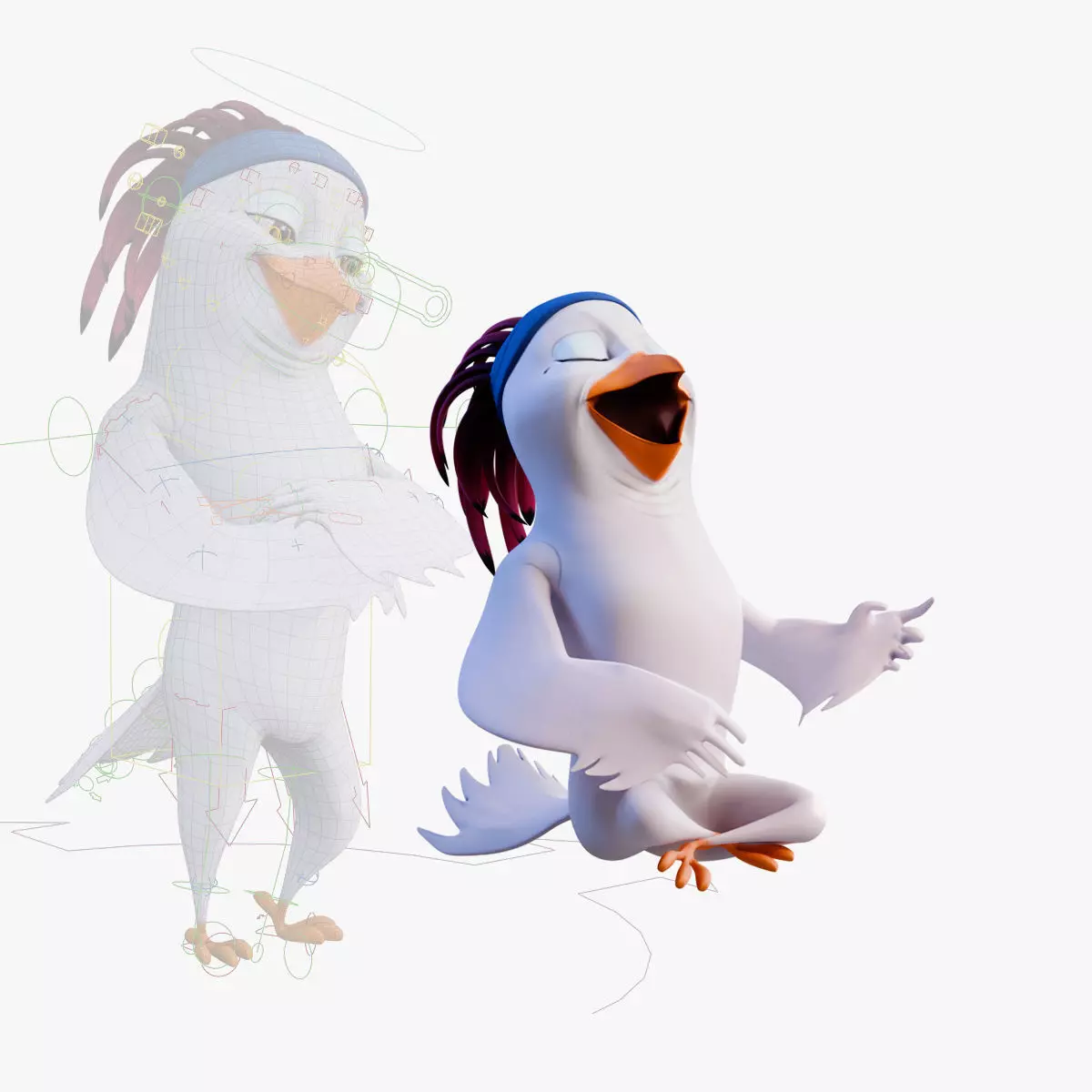 Cartoon White Cockatoo Rigged Low-poly 3D model