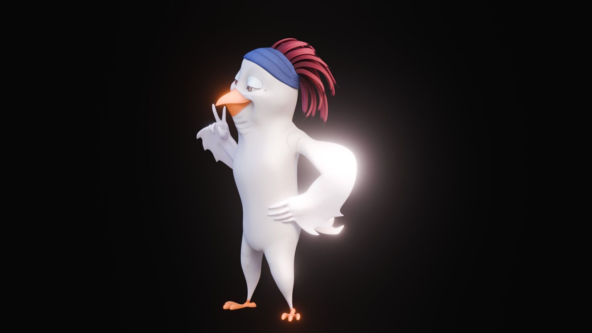 Chibi Cockatoo - 3D White - Rigged Cartoon Bird Low-poly 3D model_37