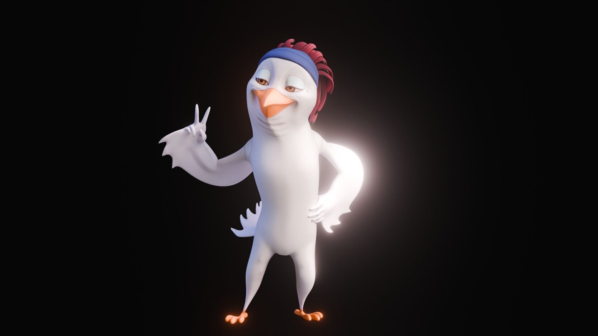 Chibi Cockatoo - 3D White - Rigged Cartoon Bird Low-poly 3D model_40