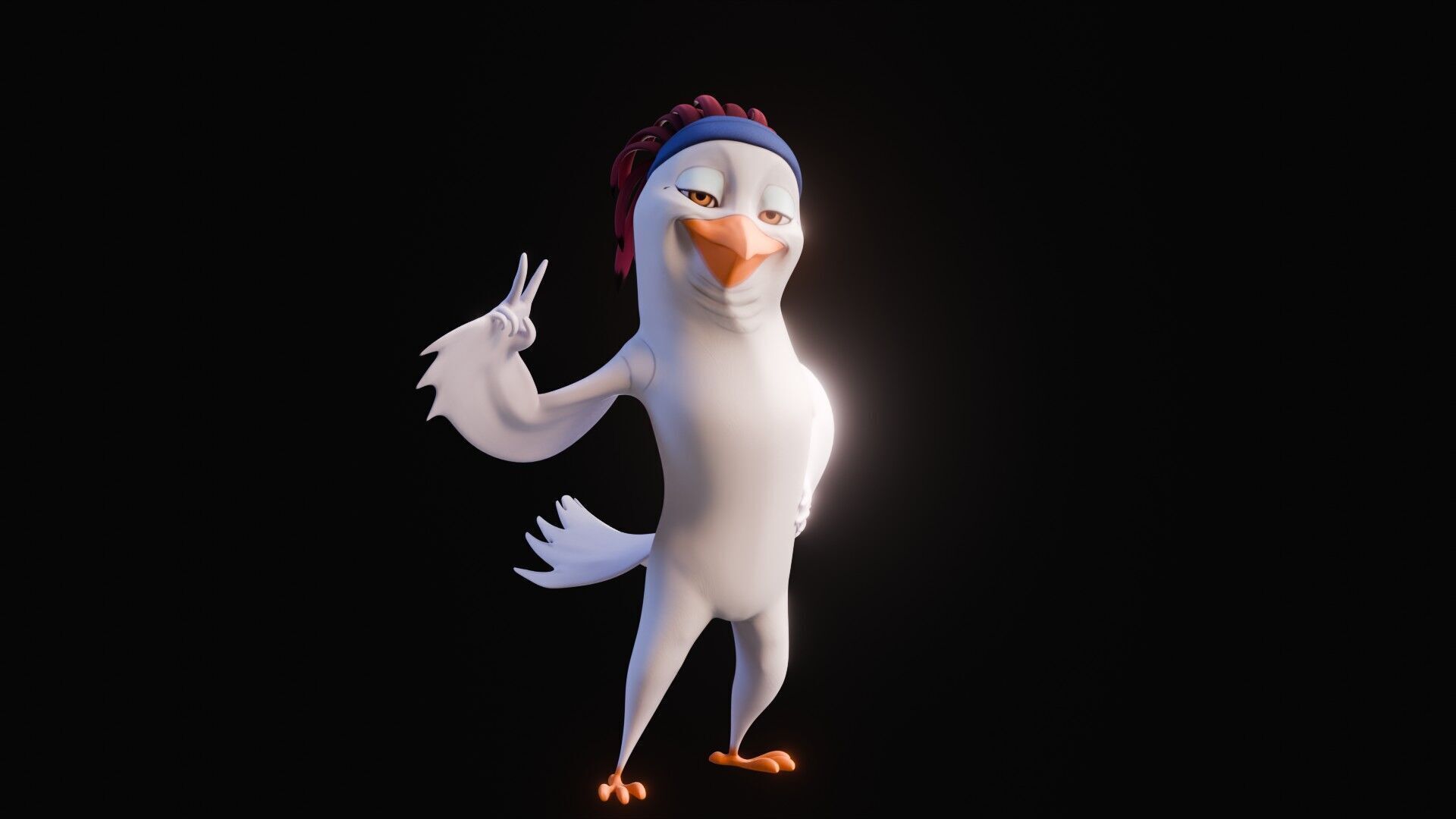 Chibi Cockatoo - 3D White - Rigged Cartoon Bird Low-poly 3D model_18
