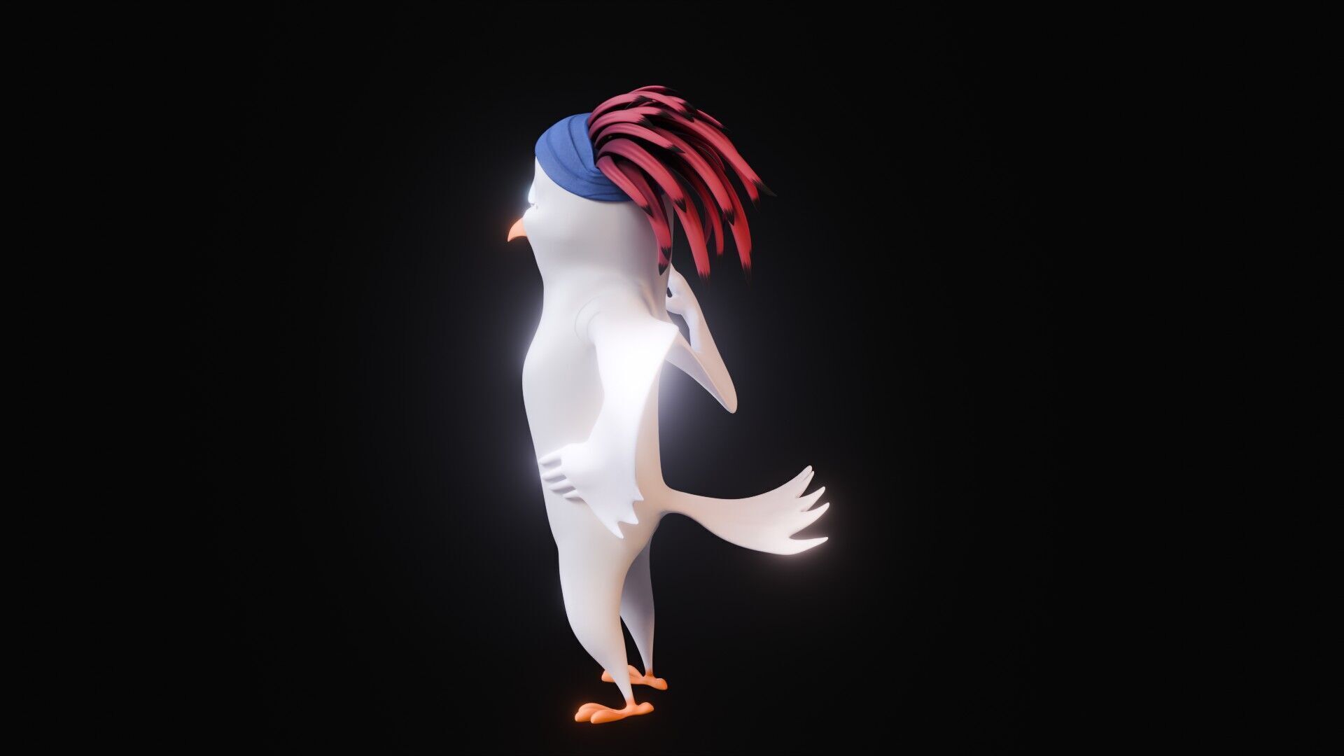 Chibi Cockatoo - 3D White - Rigged Cartoon Bird Low-poly 3D model_33