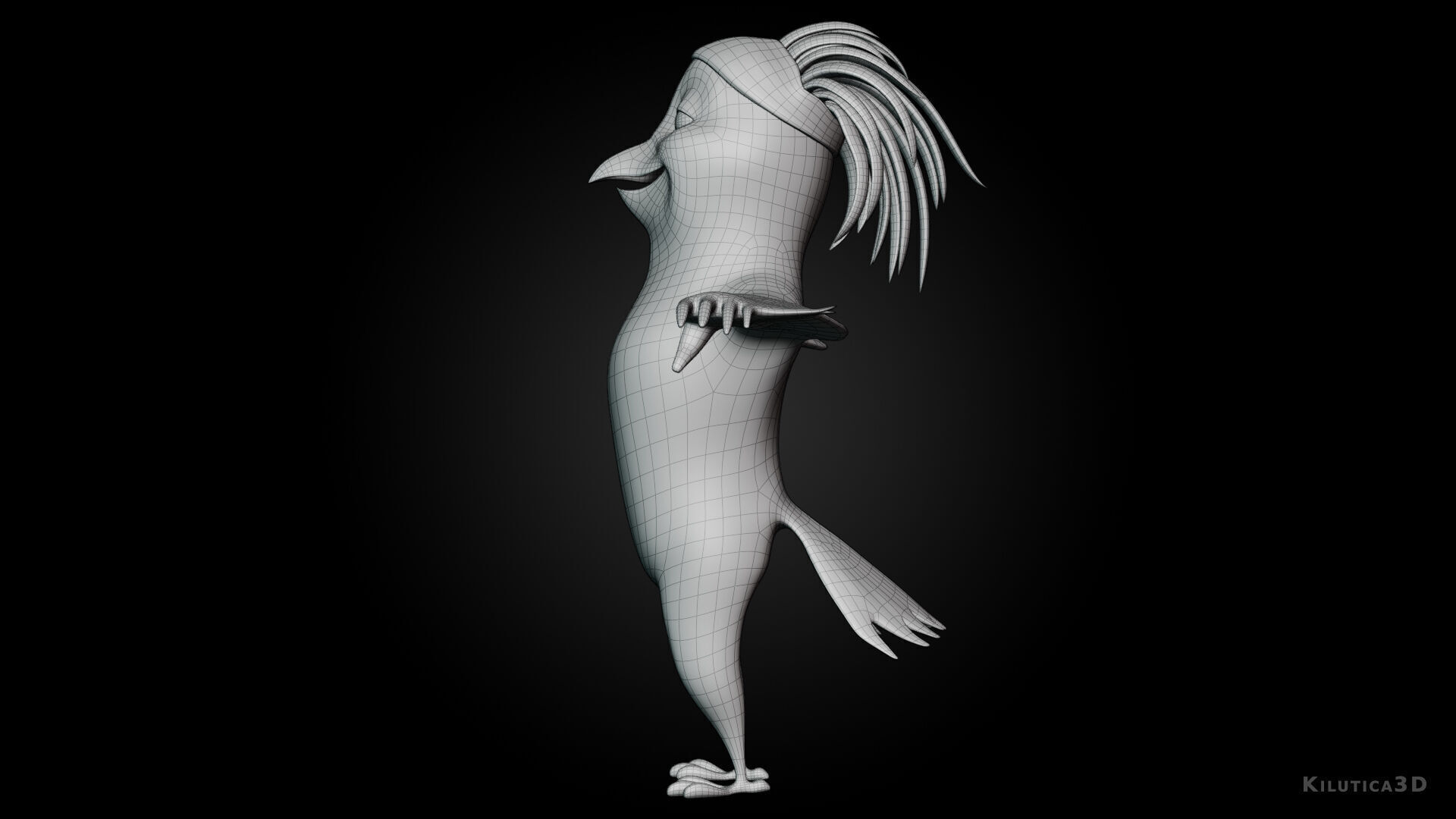 Chibi Cockatoo - 3D White - Rigged Cartoon Bird Low-poly 3D model_11