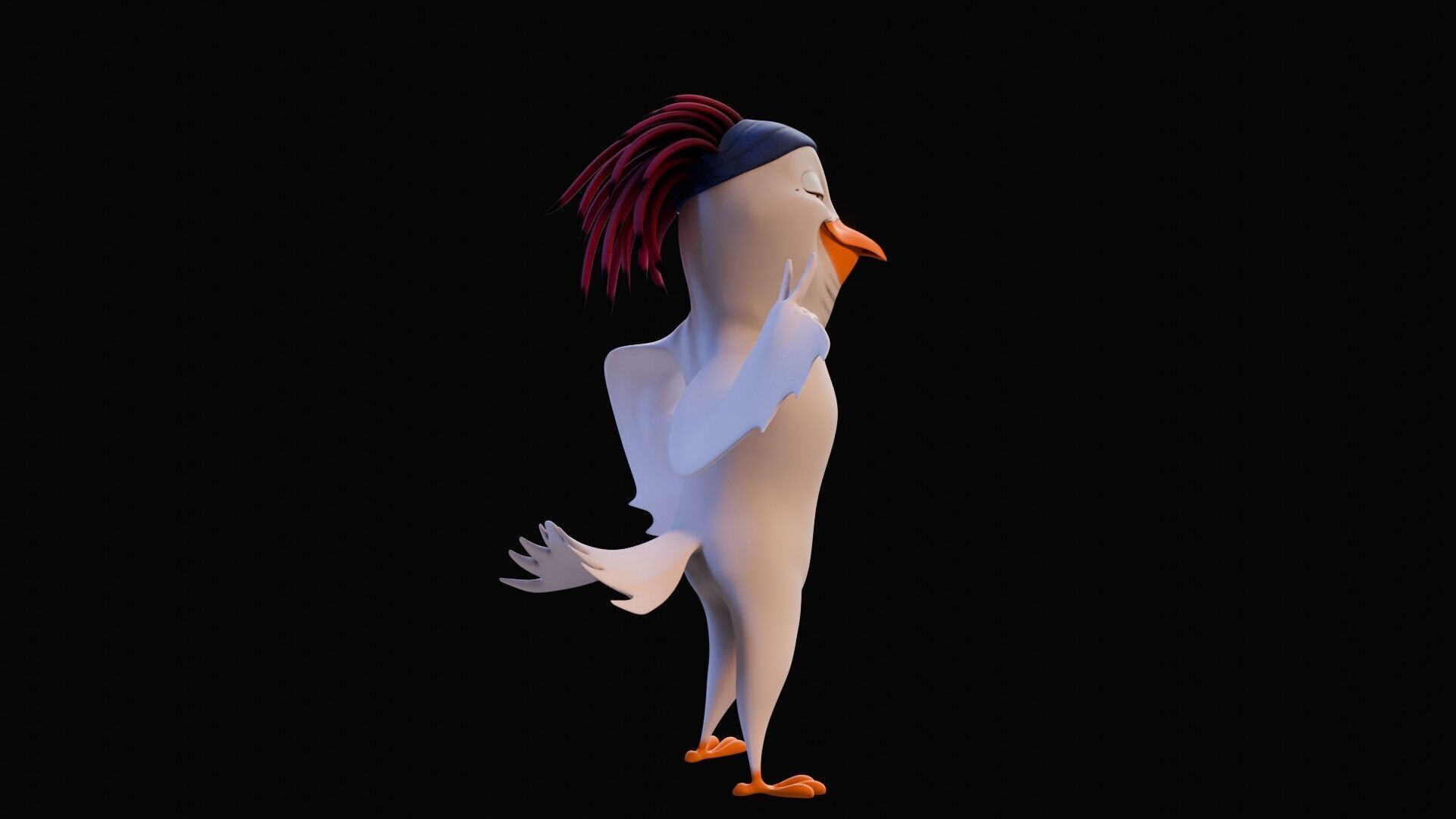 Chibi Cockatoo - 3D White - Rigged Cartoon Bird Low-poly 3D model_23