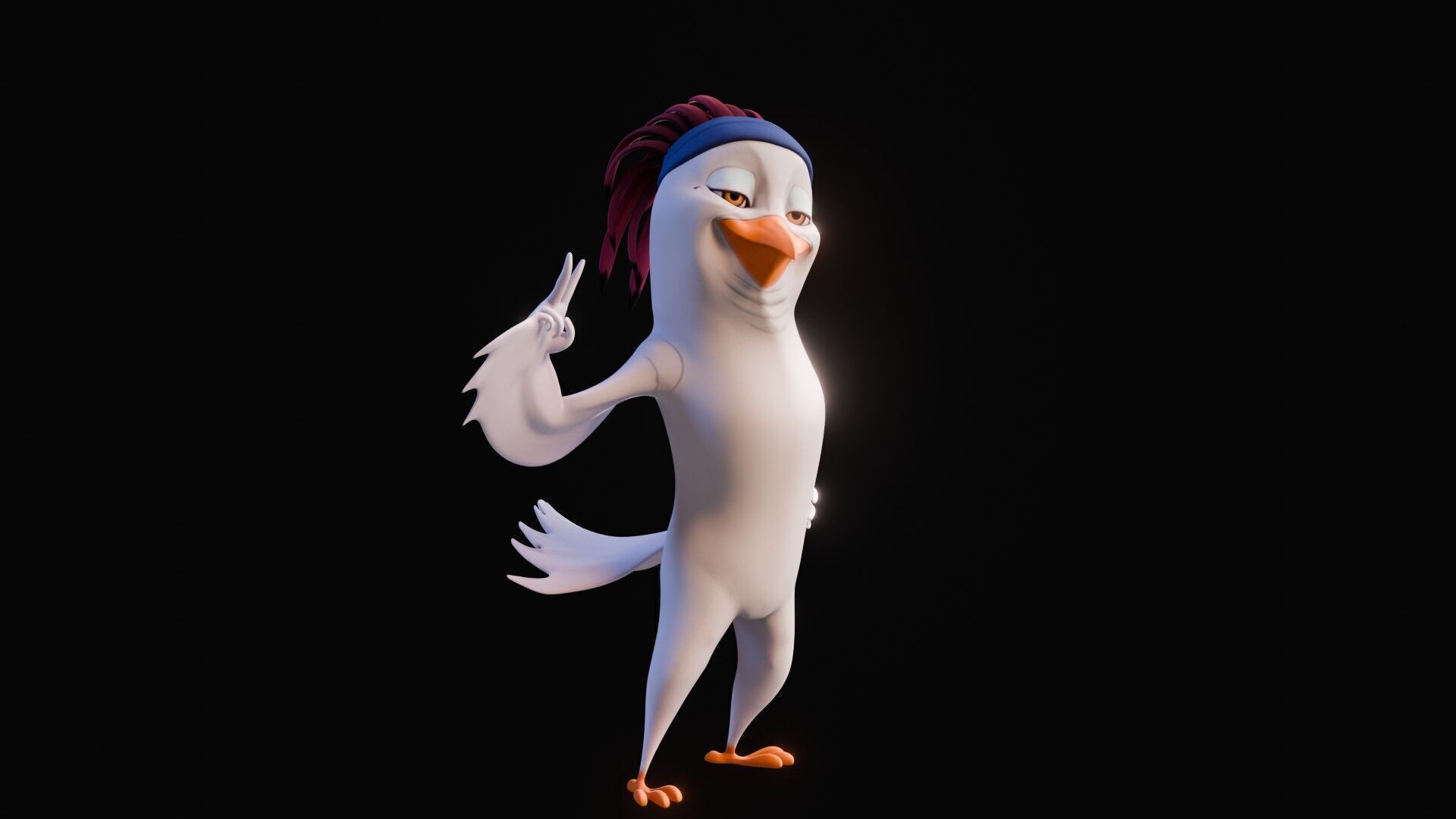 Chibi Cockatoo - 3D White - Rigged Cartoon Bird Low-poly 3D model_19