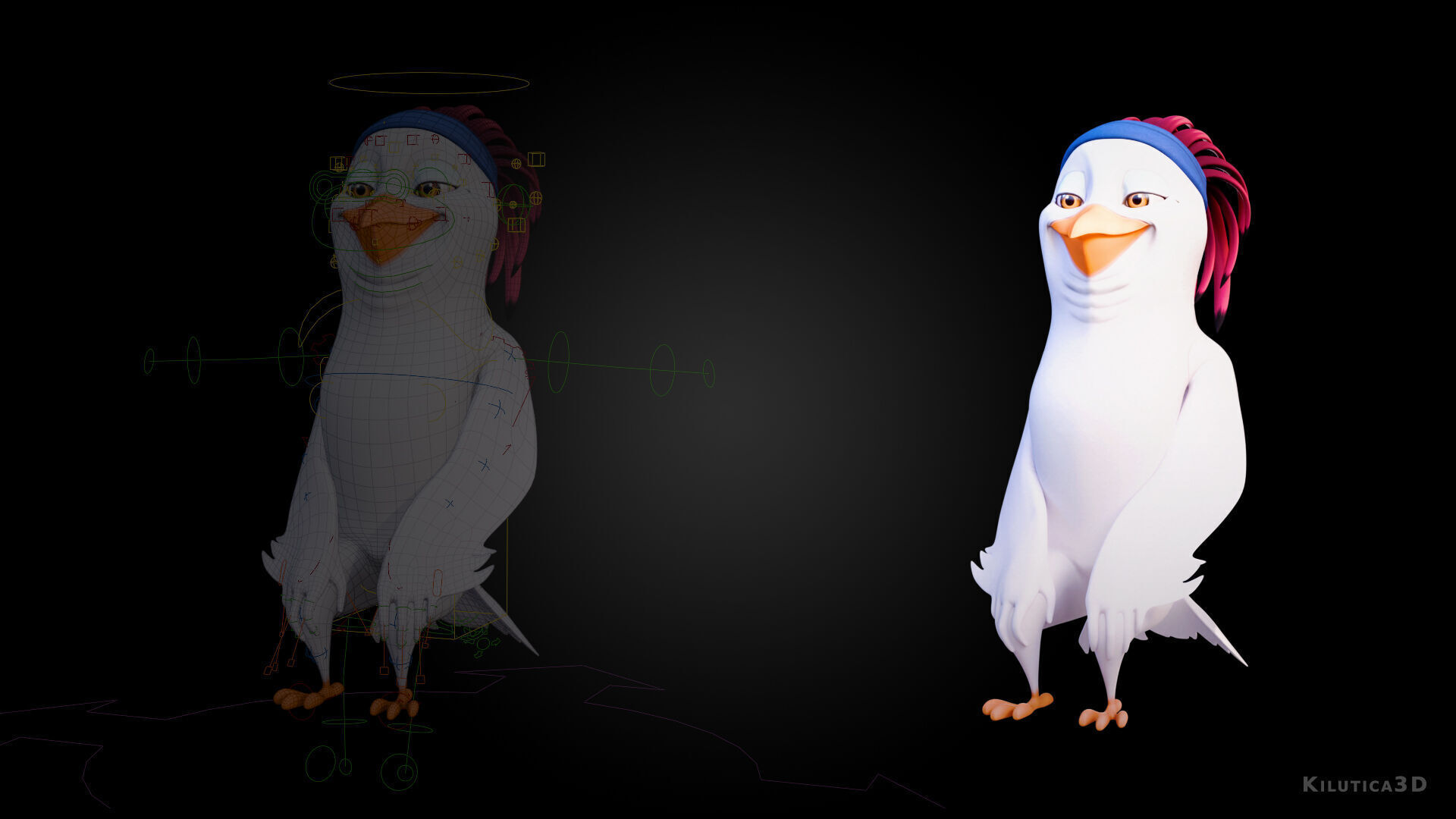 Chibi Cockatoo - 3D White - Rigged Cartoon Bird Low-poly 3D model_6