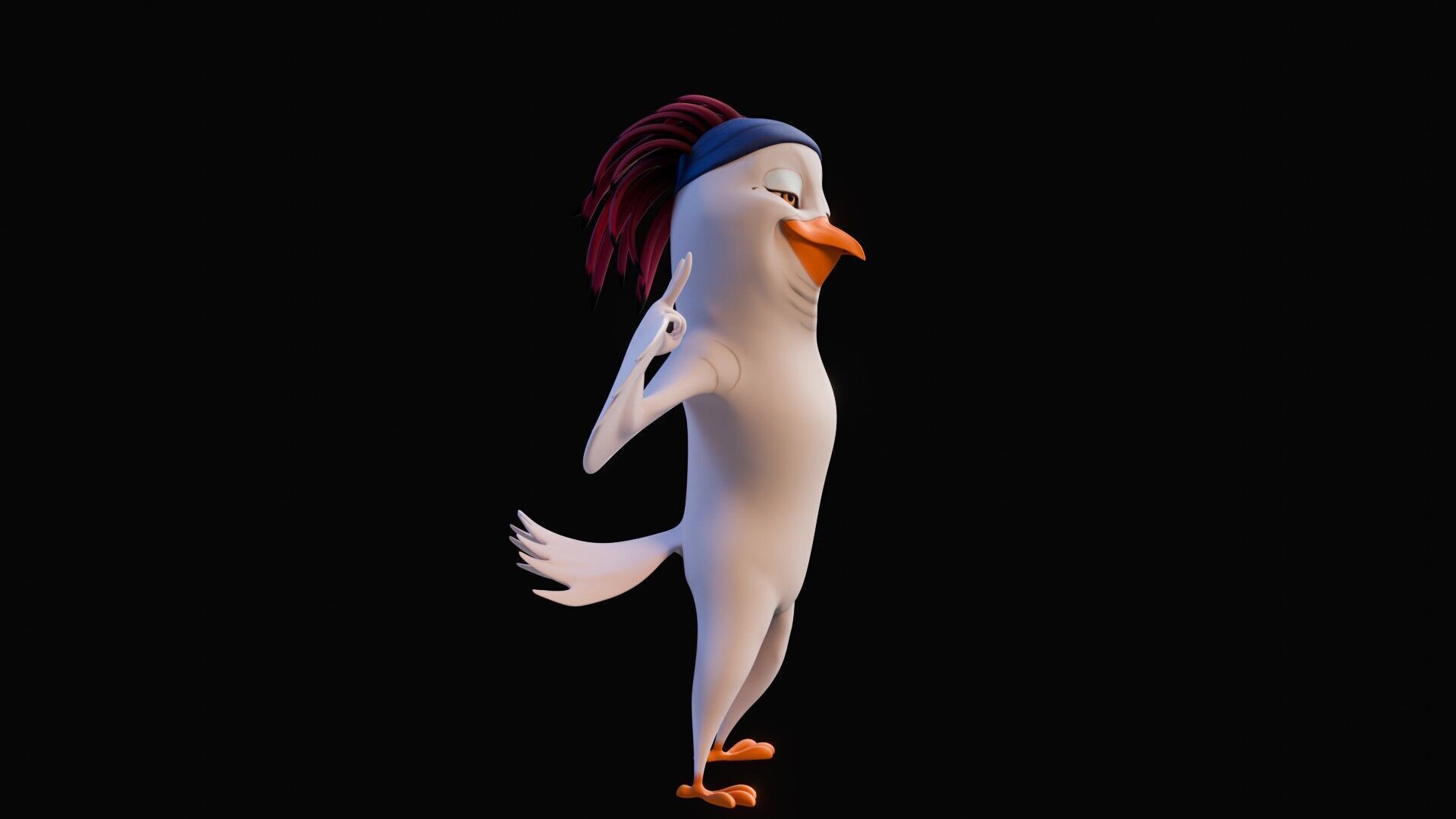 Chibi Cockatoo - 3D White - Rigged Cartoon Bird Low-poly 3D model_21