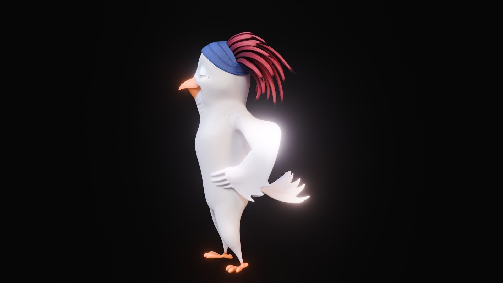 Chibi Cockatoo - 3D White - Rigged Cartoon Bird Low-poly 3D model_35