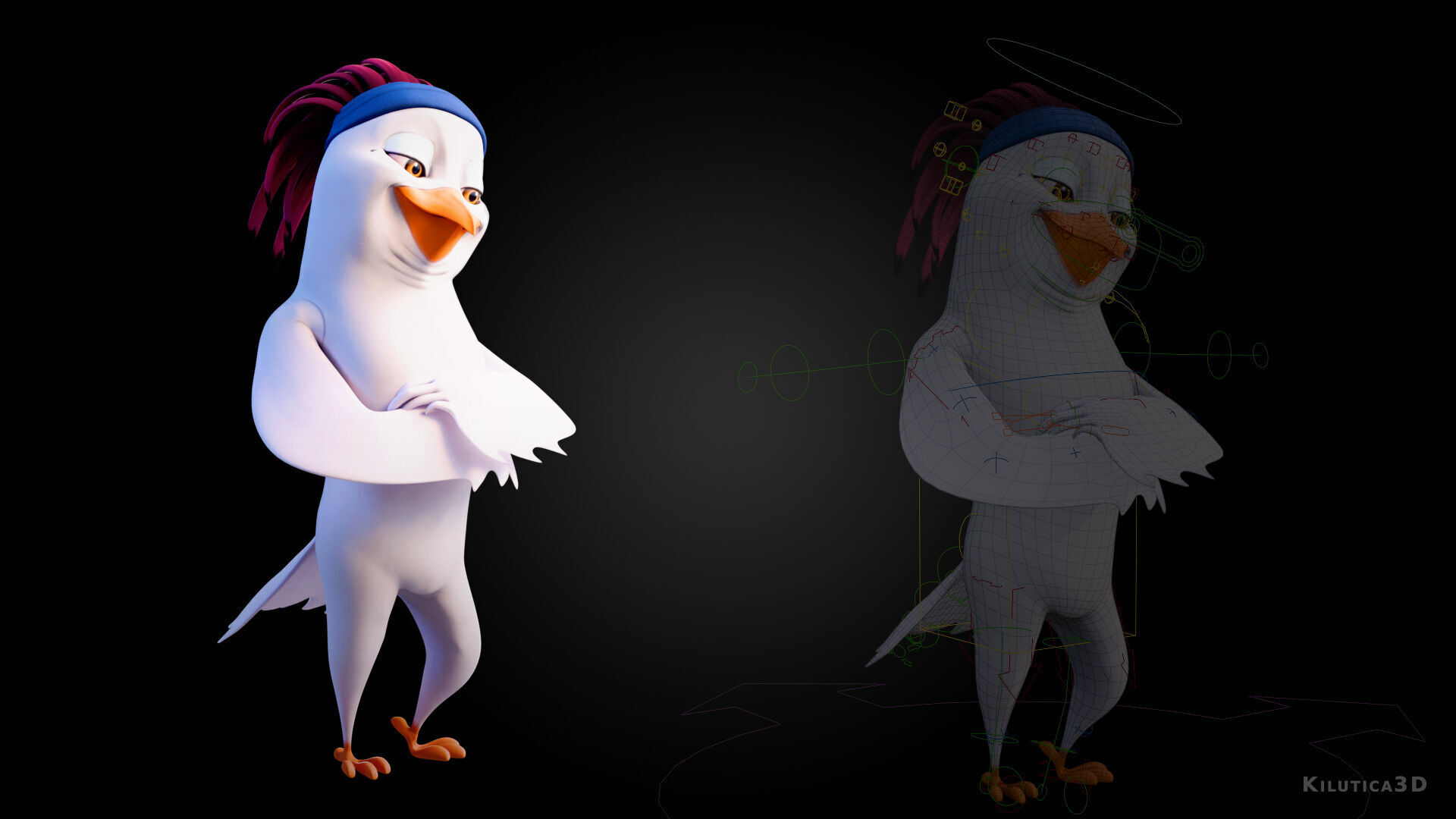Chibi Cockatoo - 3D White - Rigged Cartoon Bird Low-poly 3D model_7