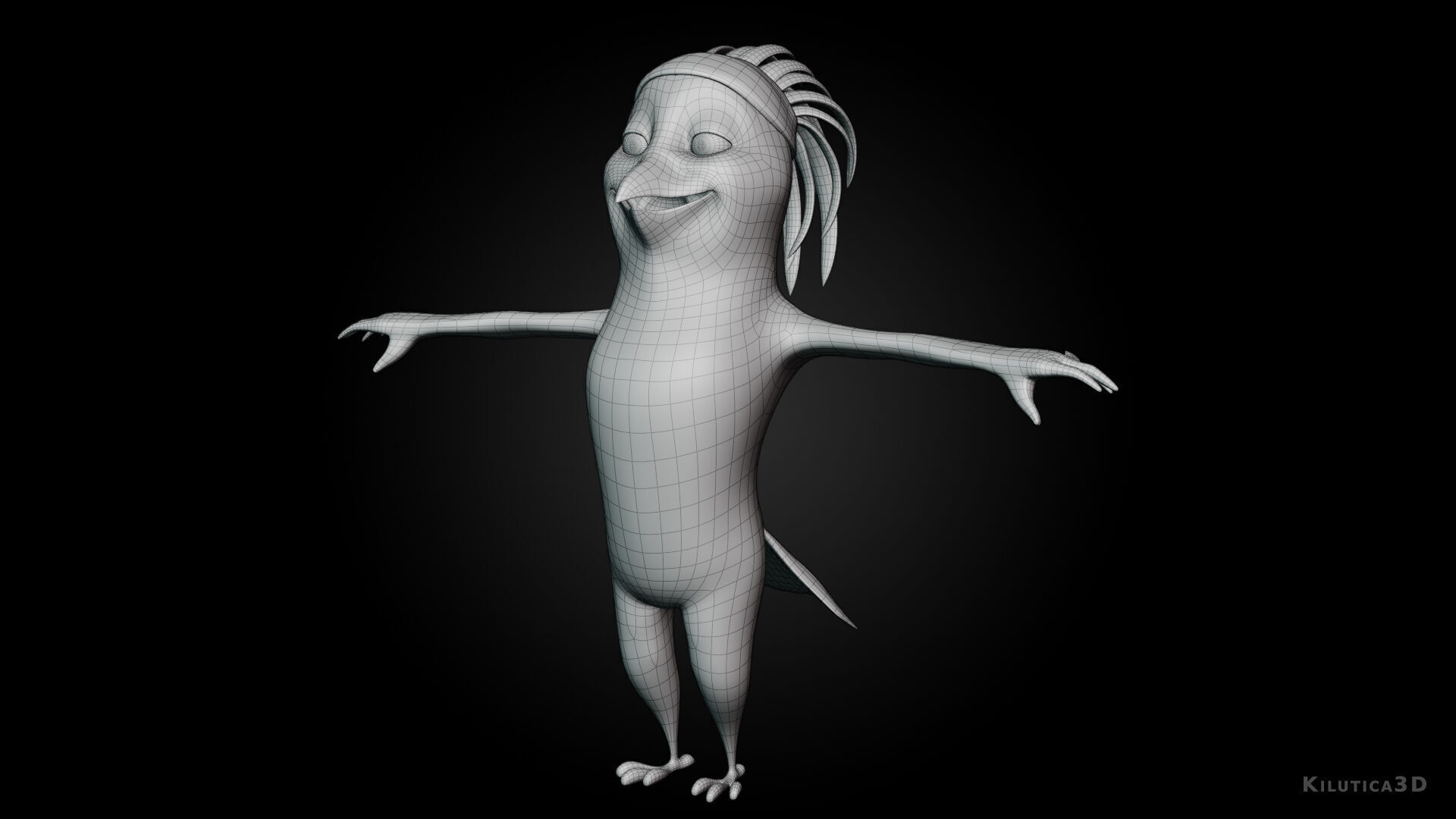 Chibi Cockatoo - 3D White - Rigged Cartoon Bird Low-poly 3D model_15