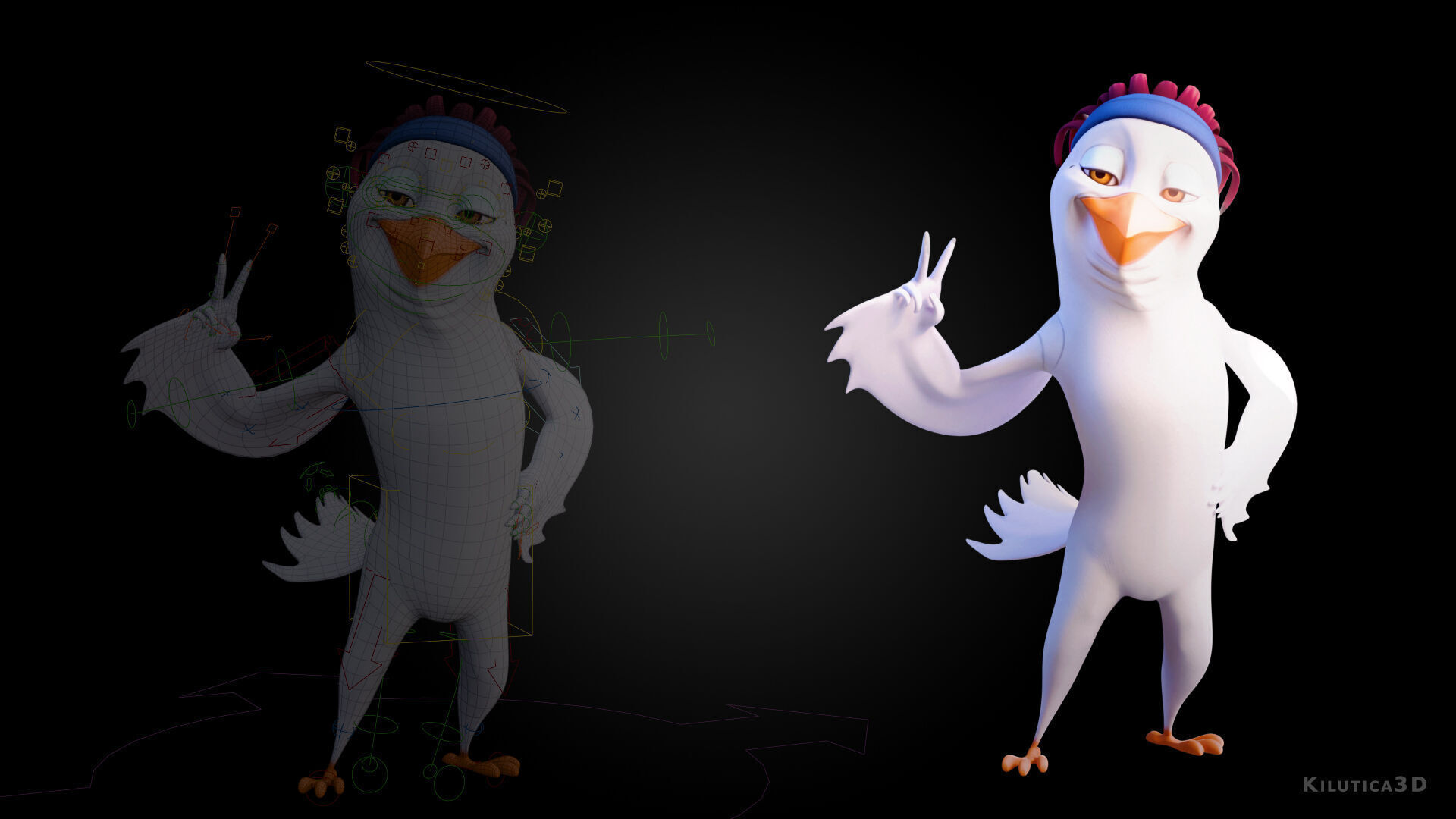 Chibi Cockatoo - 3D White - Rigged Cartoon Bird Low-poly 3D model_4