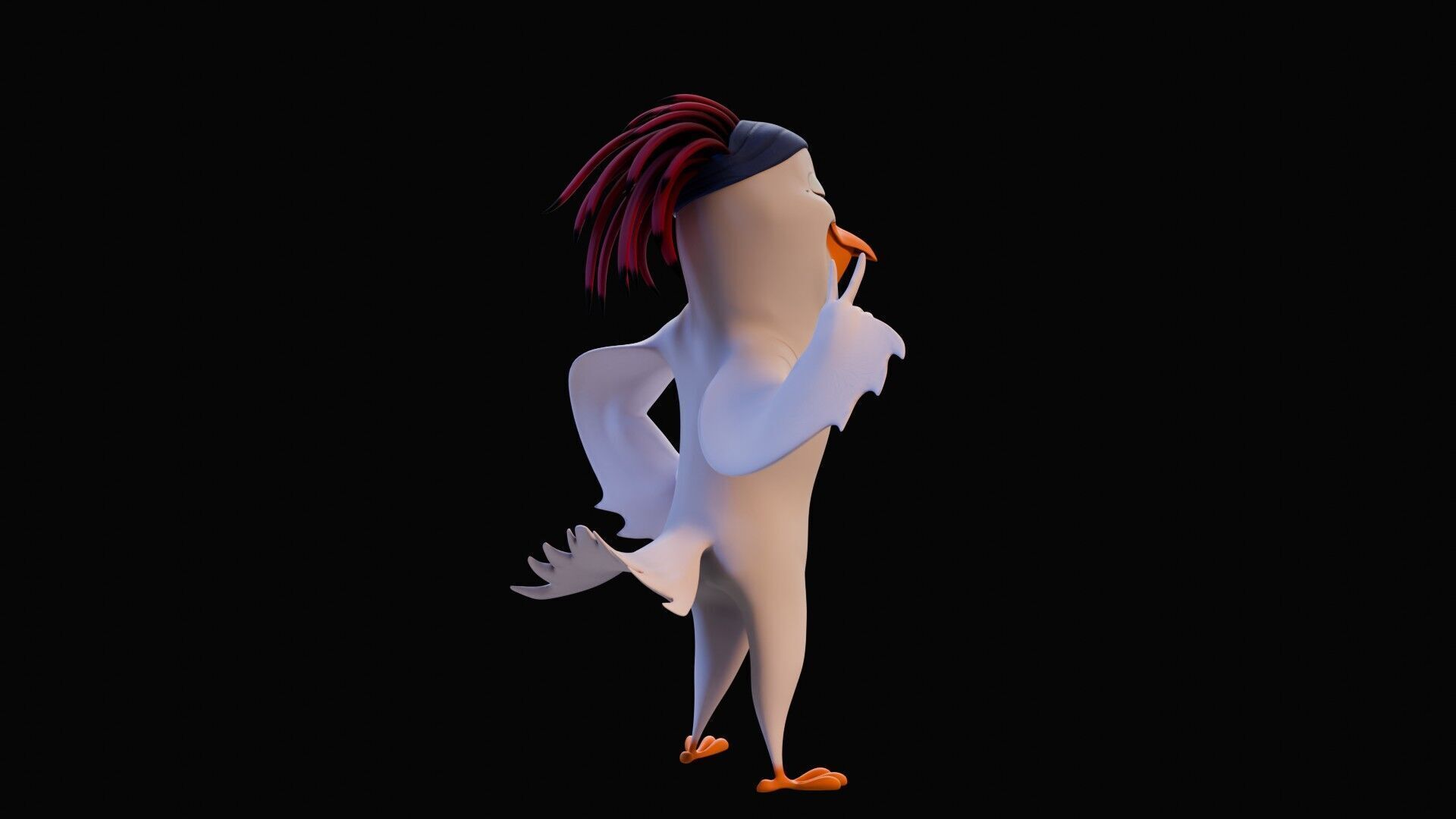 Chibi Cockatoo - 3D White - Rigged Cartoon Bird Low-poly 3D model_24