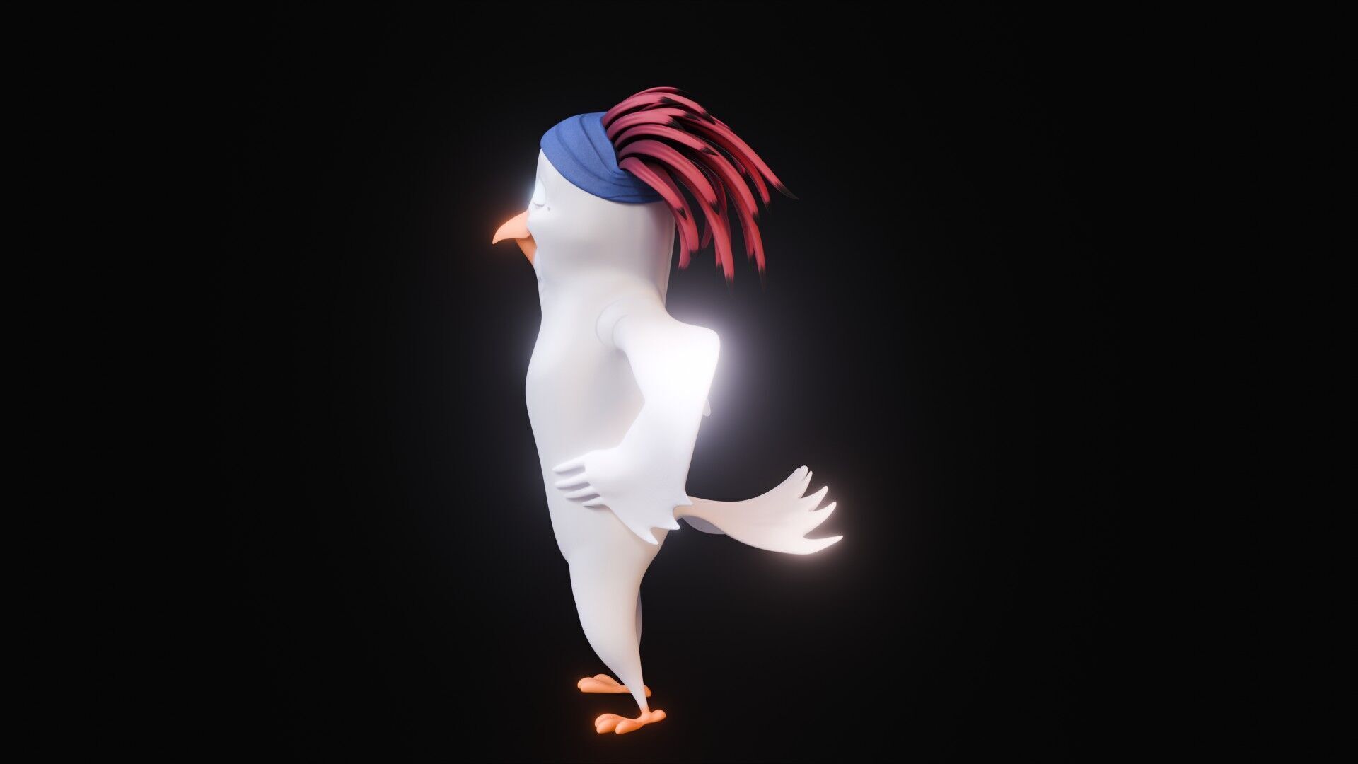 Chibi Cockatoo - 3D White - Rigged Cartoon Bird Low-poly 3D model_34