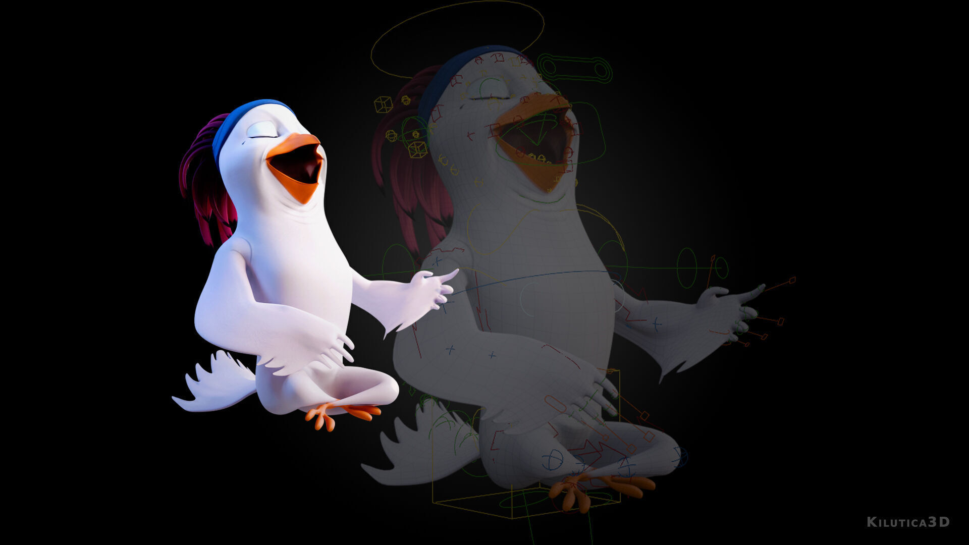 Chibi Cockatoo - 3D White - Rigged Cartoon Bird Low-poly 3D model_9