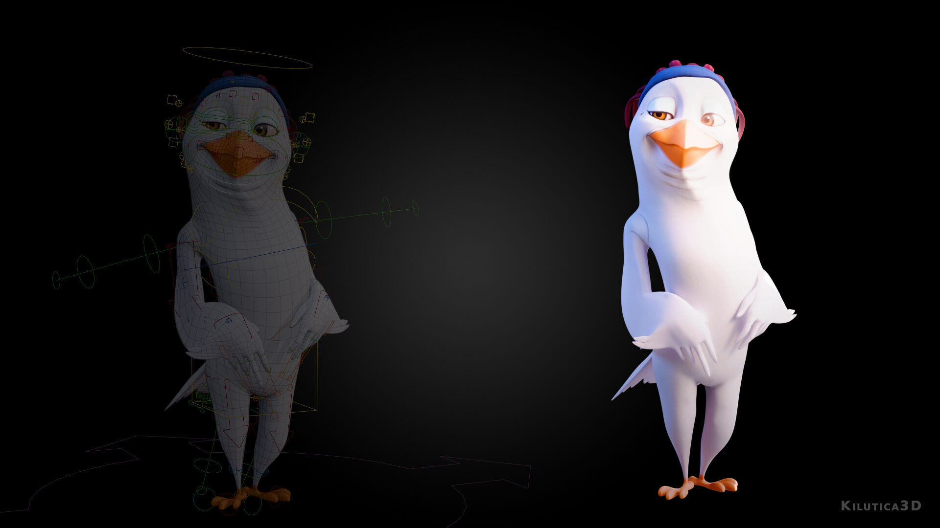Chibi Cockatoo - 3D White - Rigged Cartoon Bird Low-poly 3D model_5
