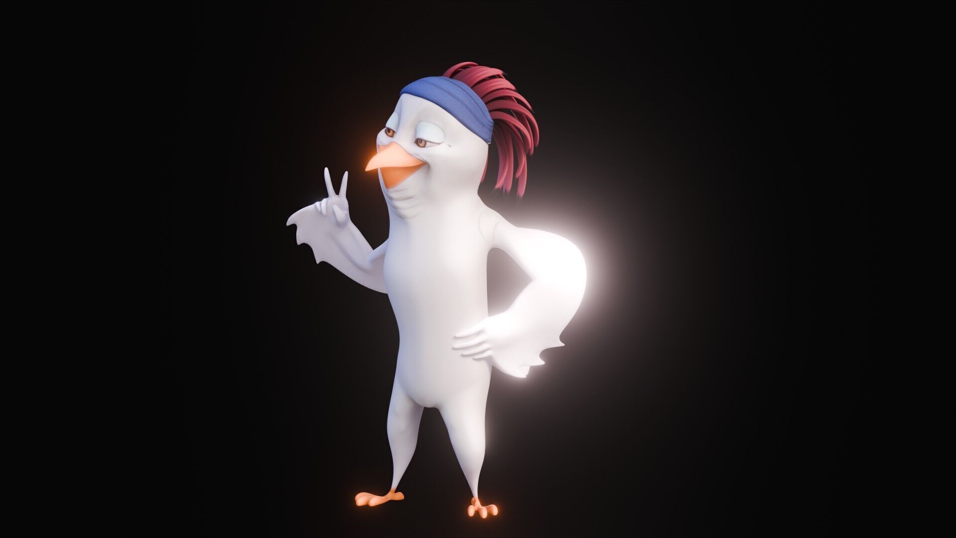 Chibi Cockatoo - 3D White - Rigged Cartoon Bird Low-poly 3D model_38