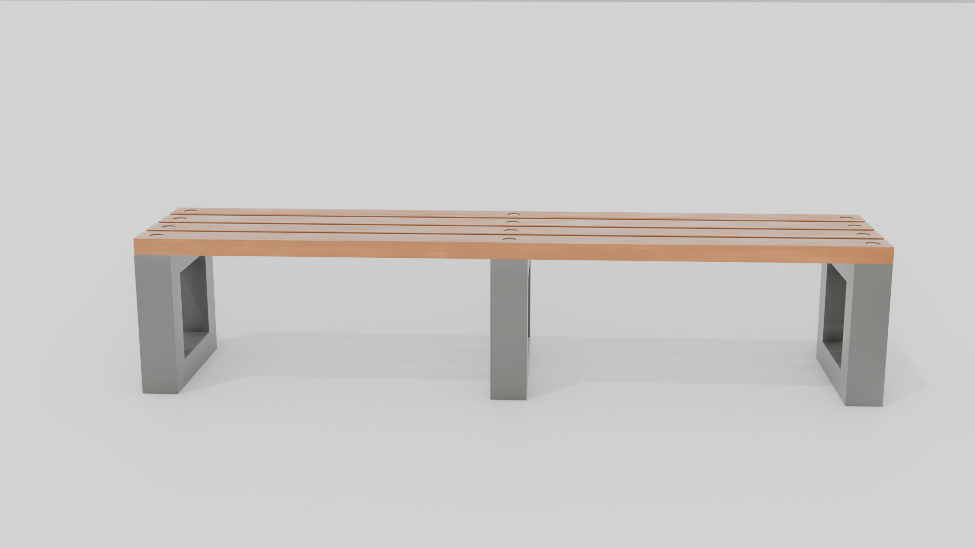 Outdoor Wooden Bench 4 Low-poly 3D model_3