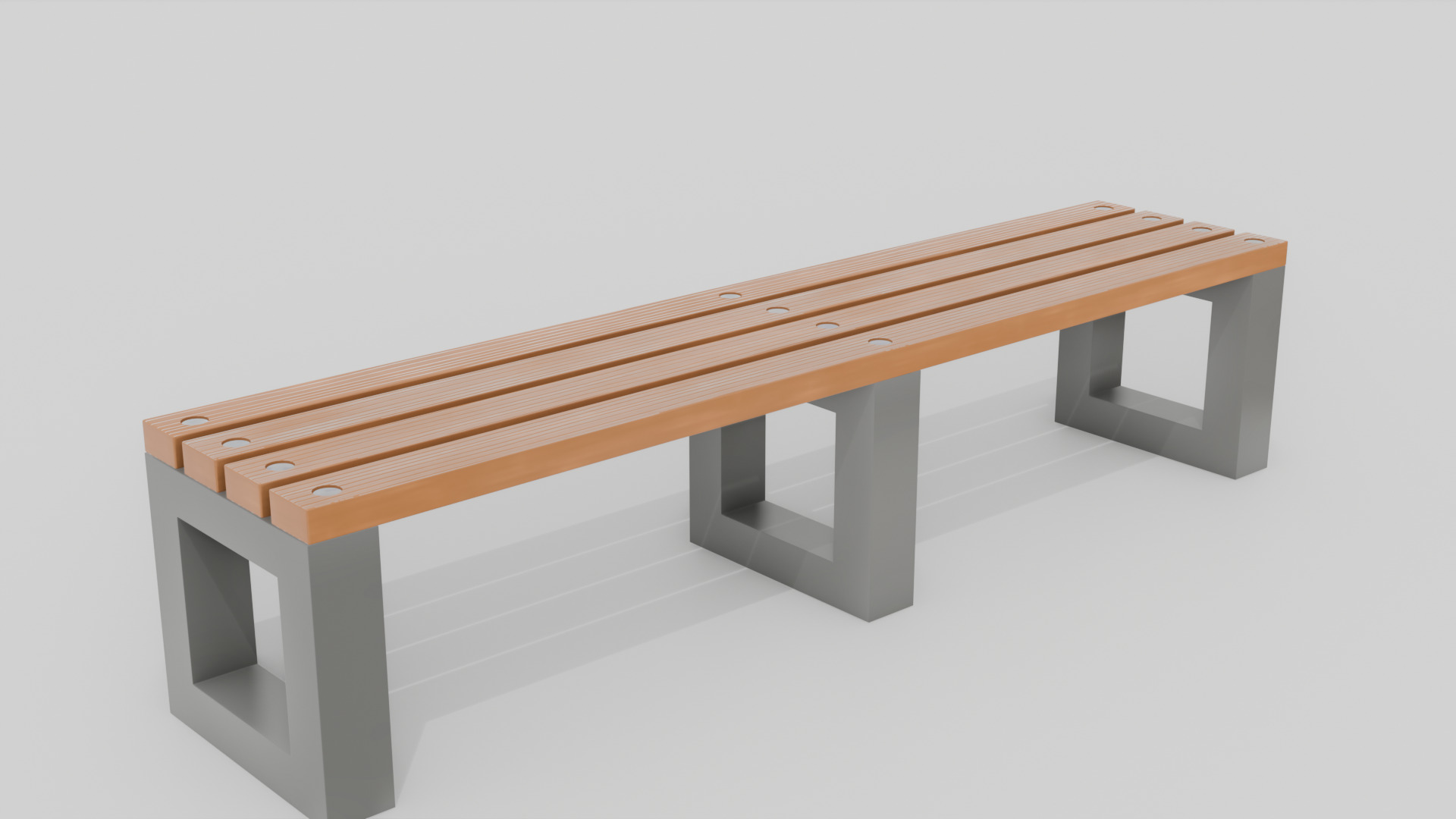 Outdoor Wooden Bench 4 Low-poly 3D model_2