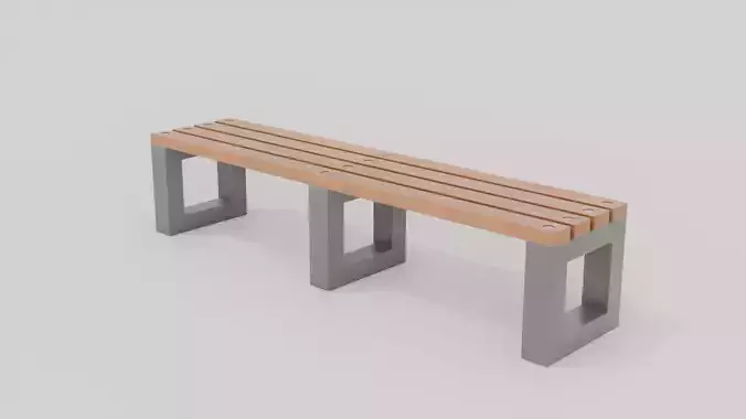 Outdoor Wooden Bench 4 Low-poly 3D model