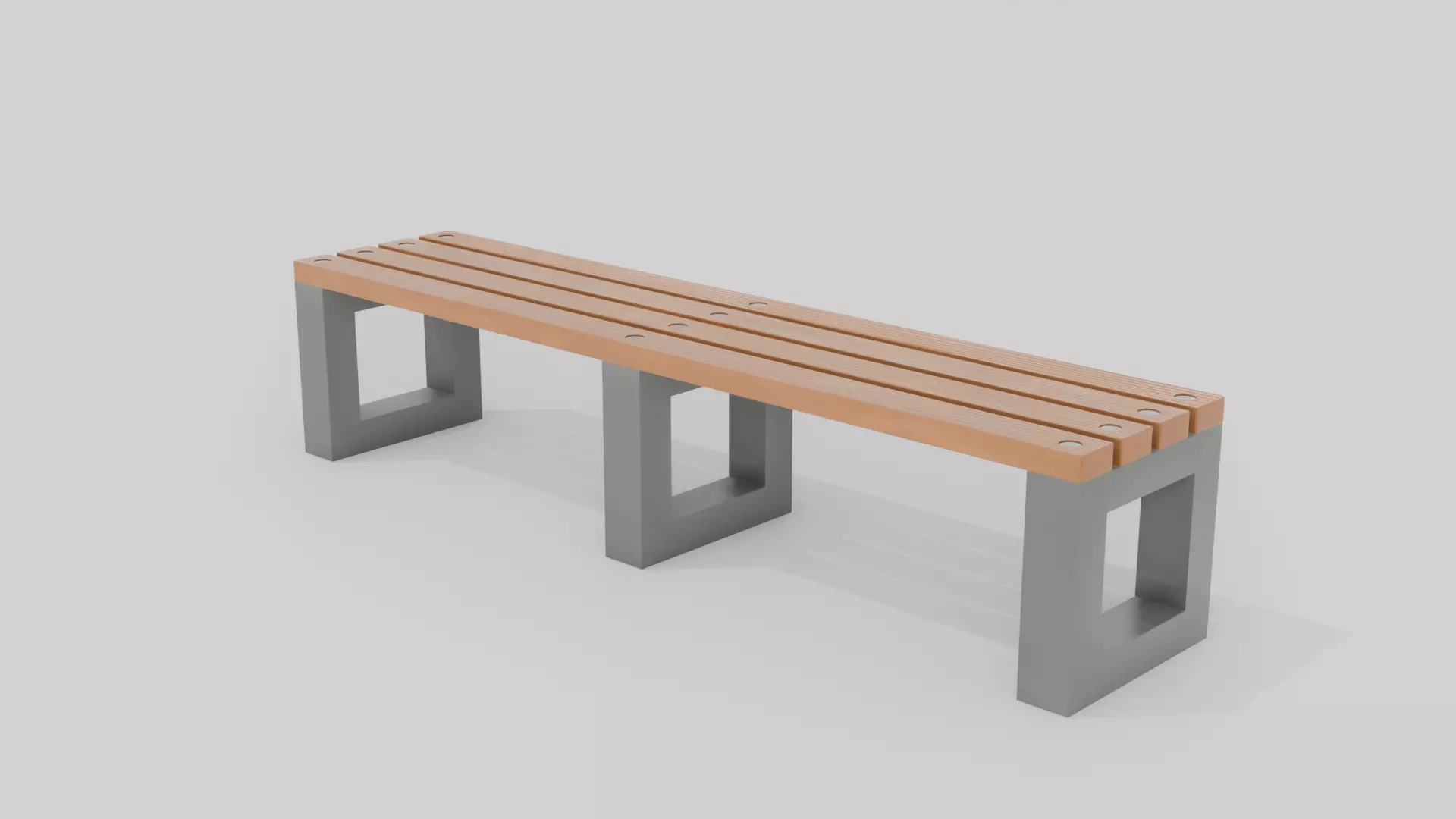 Outdoor Wooden Bench 4 Low-poly 3D model_0