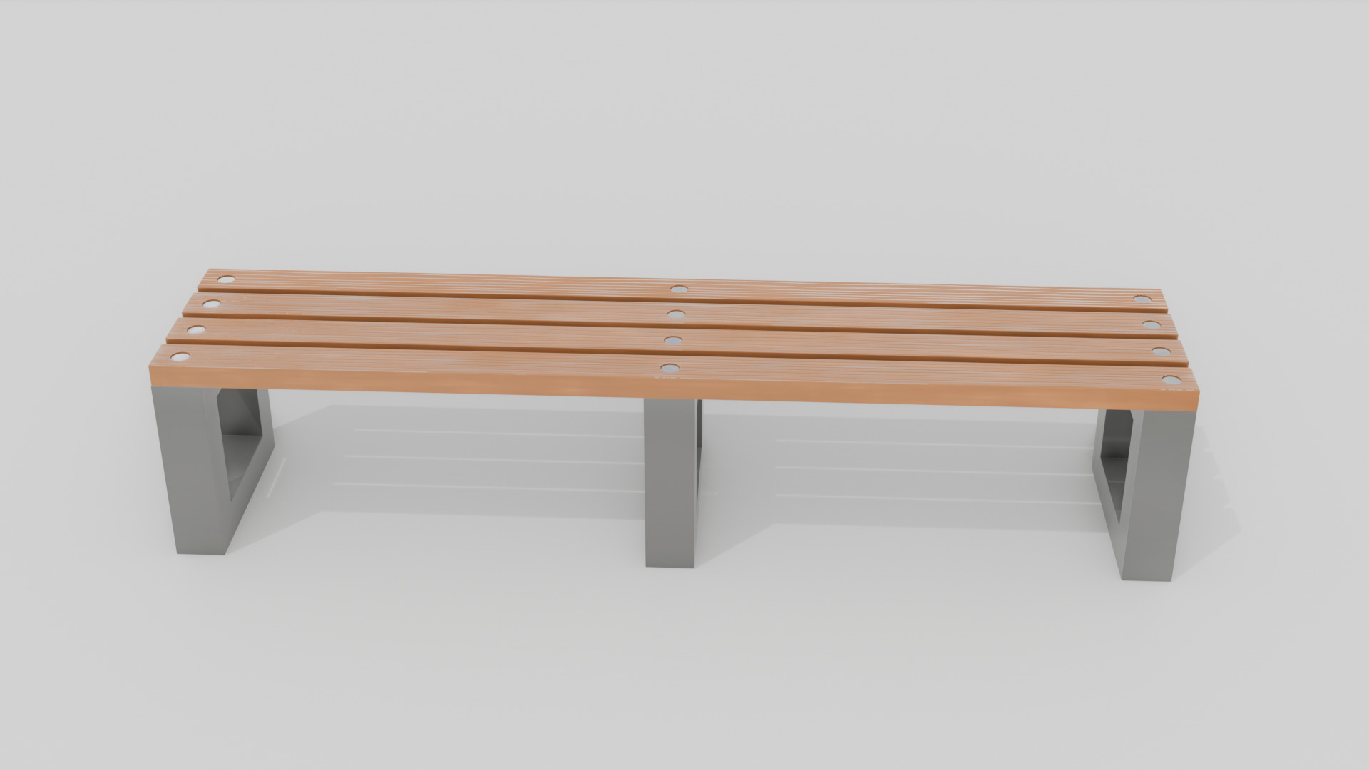 Outdoor Wooden Bench 4 Low-poly 3D model_1