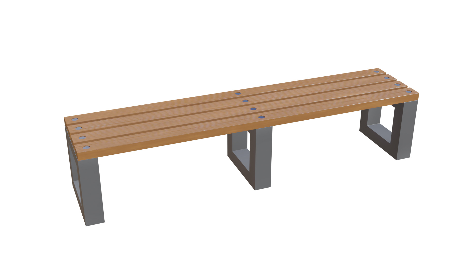 Outdoor Wooden Bench 4 Low-poly 3D model_6