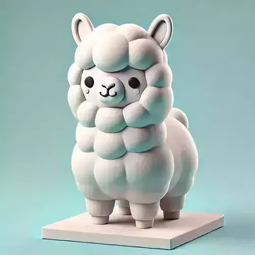 Playful Cartoon-Style 3D Printed alpaca Statue 3D print model