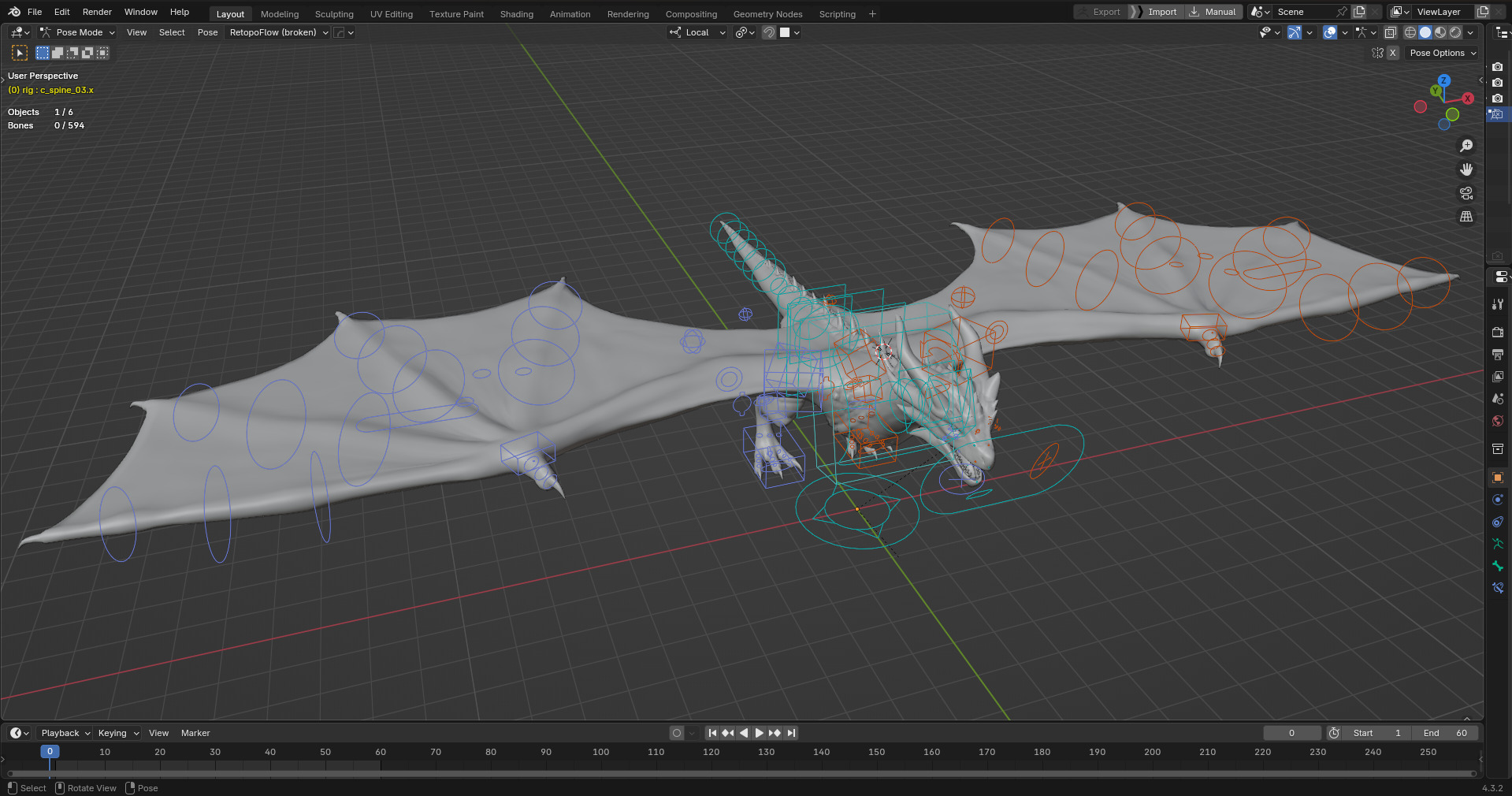 Green Wyvern Dragon Low-poly 3D model_8