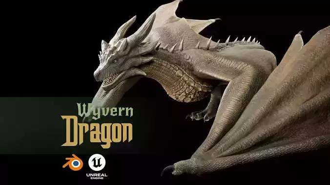 Green Wyvern Dragon Low-poly 3D model