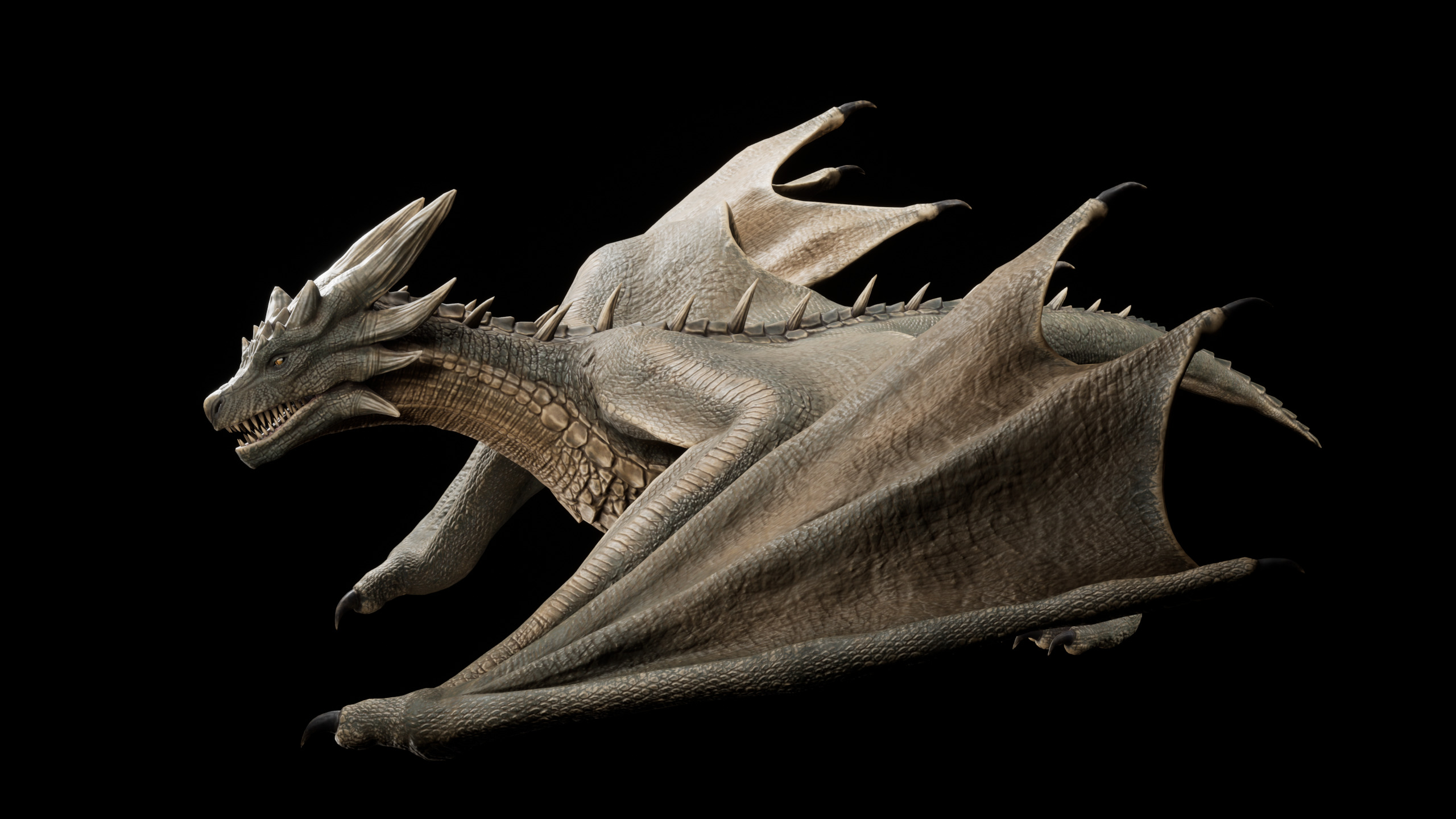 Green Wyvern Dragon Low-poly 3D model_4
