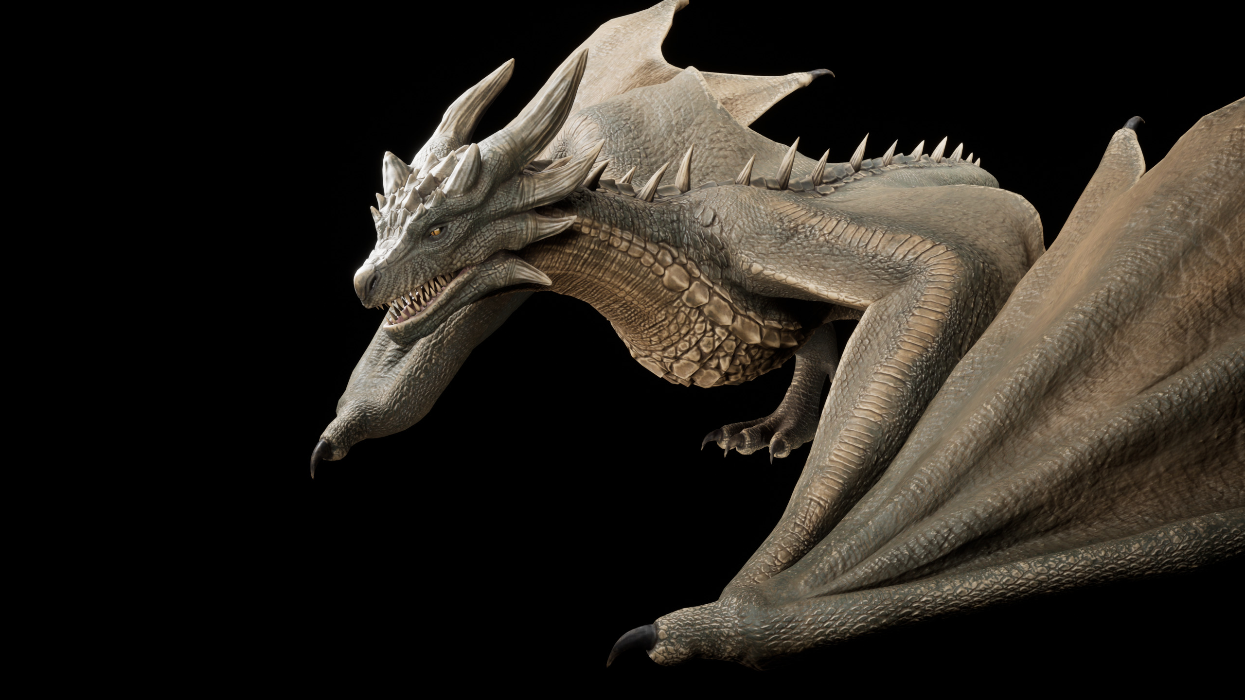 Green Wyvern Dragon Low-poly 3D model_2