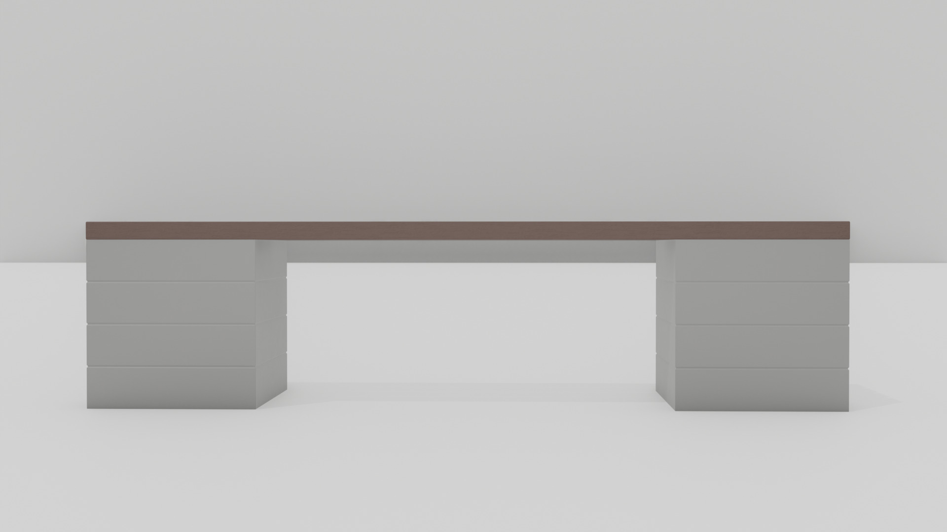 Outdoor Wooden Bench 5 Low-poly 3D model_4