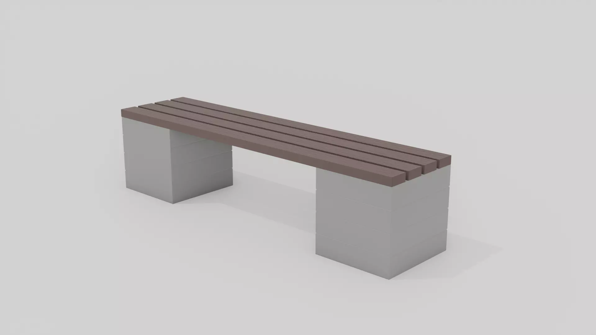 Outdoor Wooden Bench 5 Low-poly 3D model_0