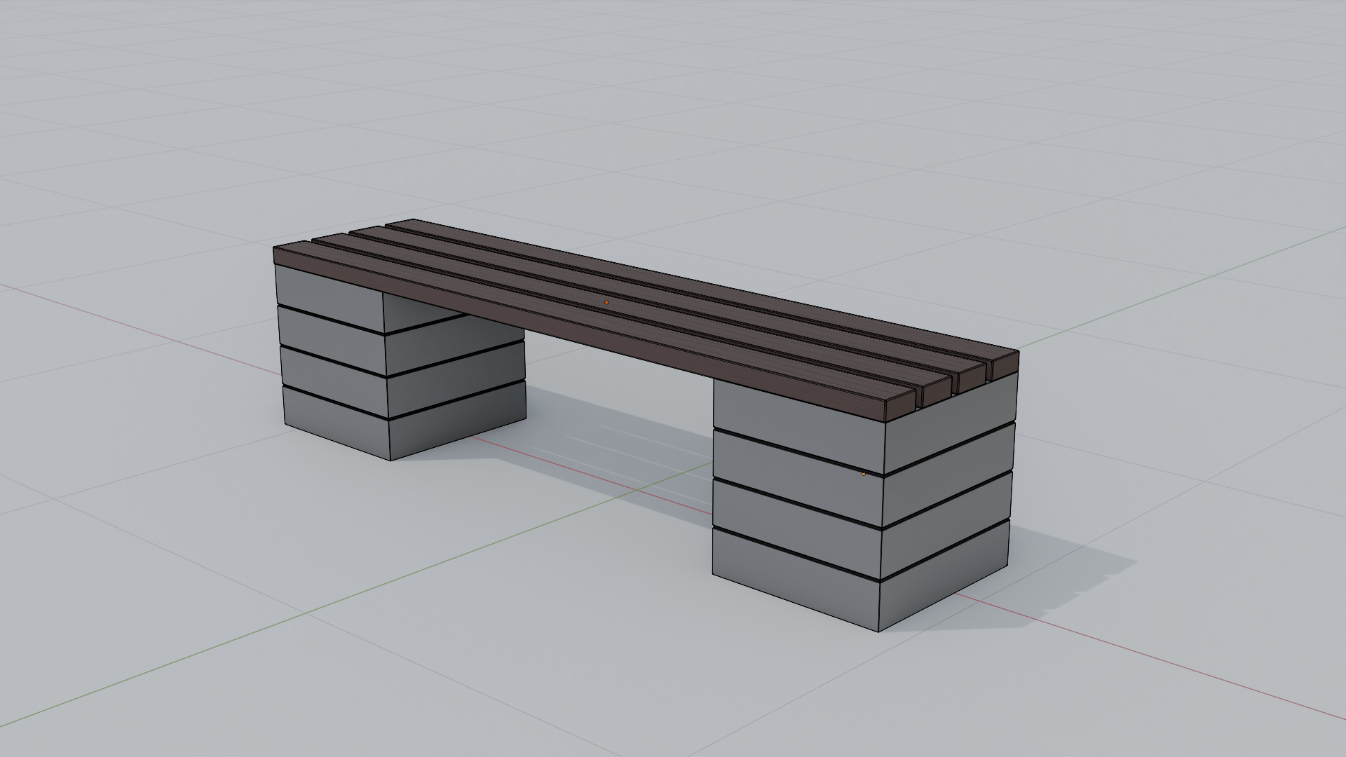 Outdoor Wooden Bench 5 Low-poly 3D model_6