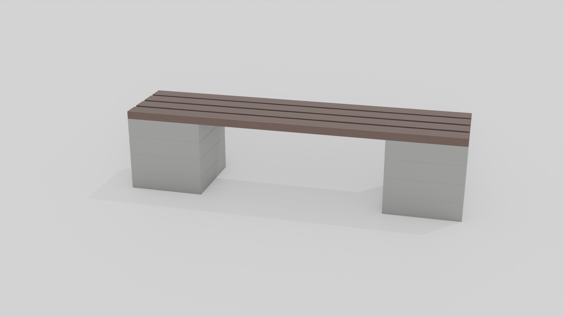 Outdoor Wooden Bench 5 Low-poly 3D model_3