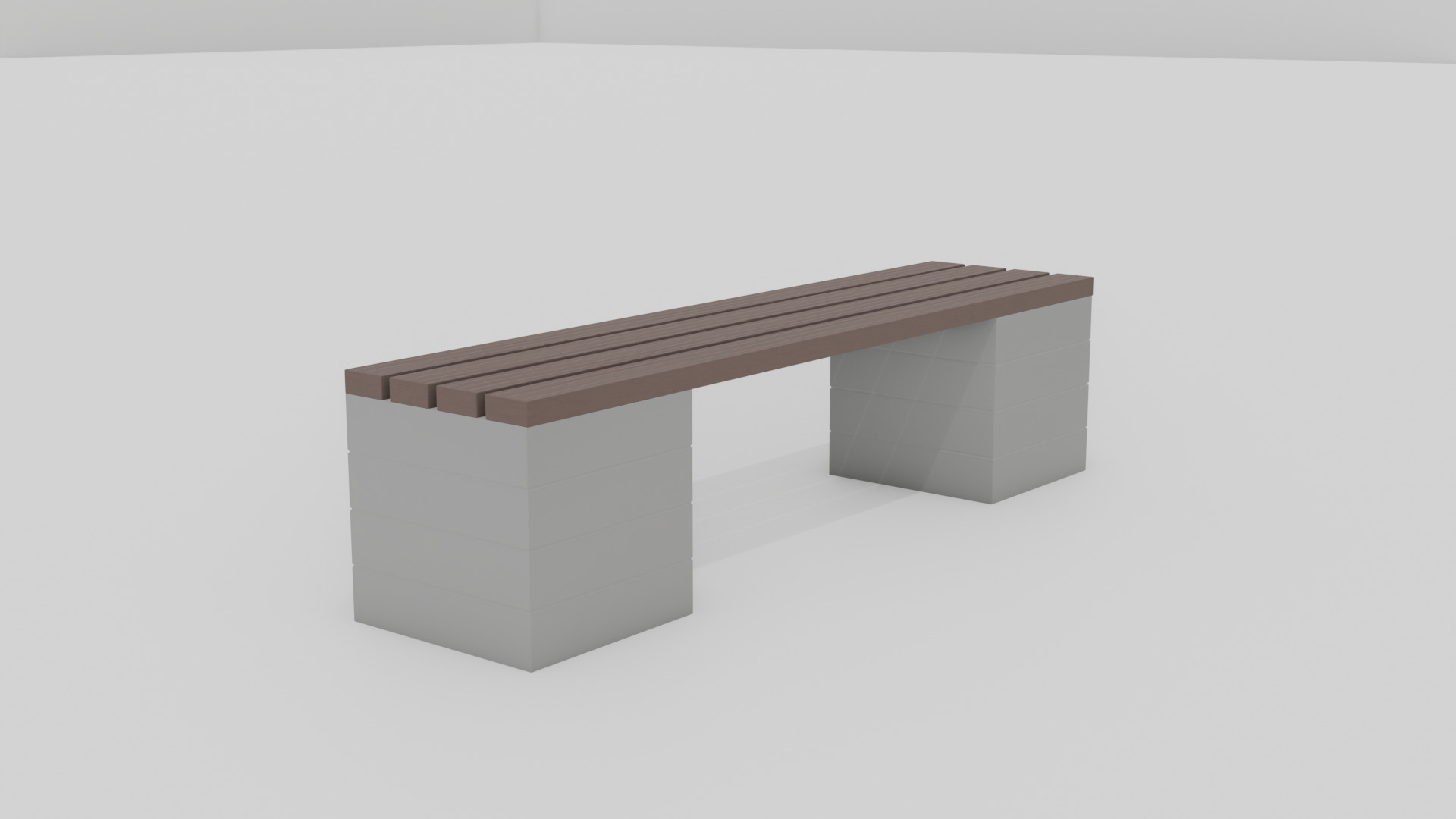 Outdoor Wooden Bench 5 Low-poly 3D model_2