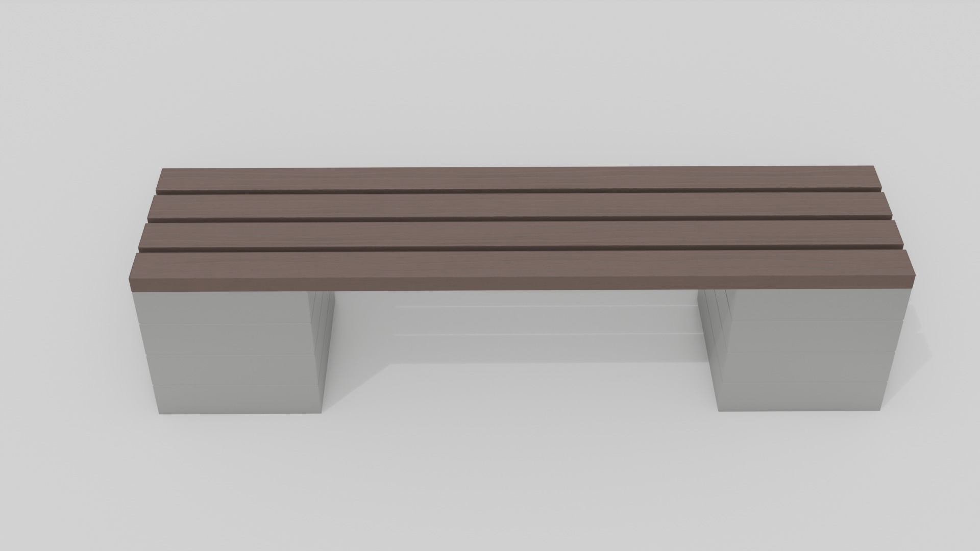 Outdoor Wooden Bench 5 Low-poly 3D model_5