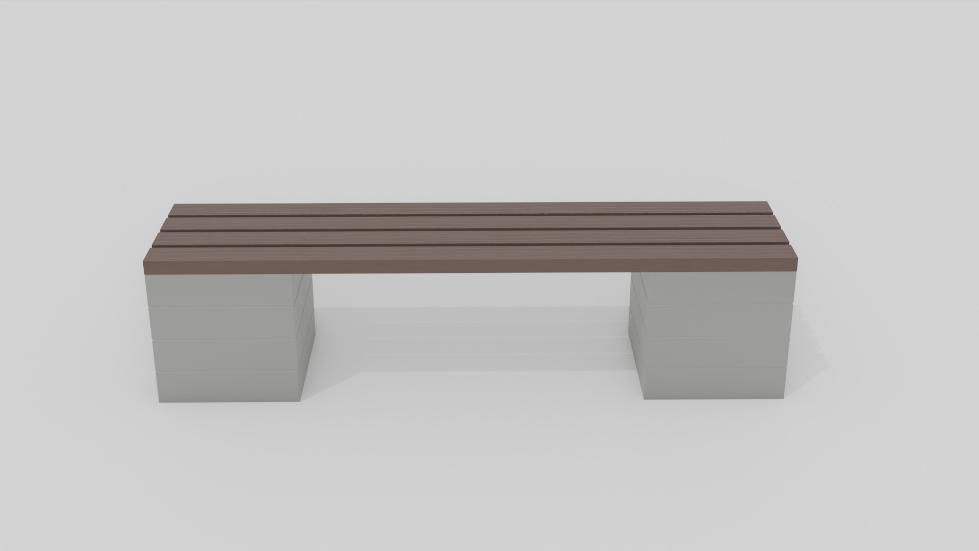 Outdoor Wooden Bench 5 Low-poly 3D model_1
