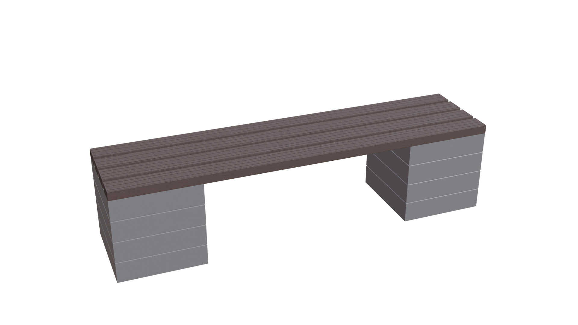 Outdoor Wooden Bench 5 Low-poly 3D model_7