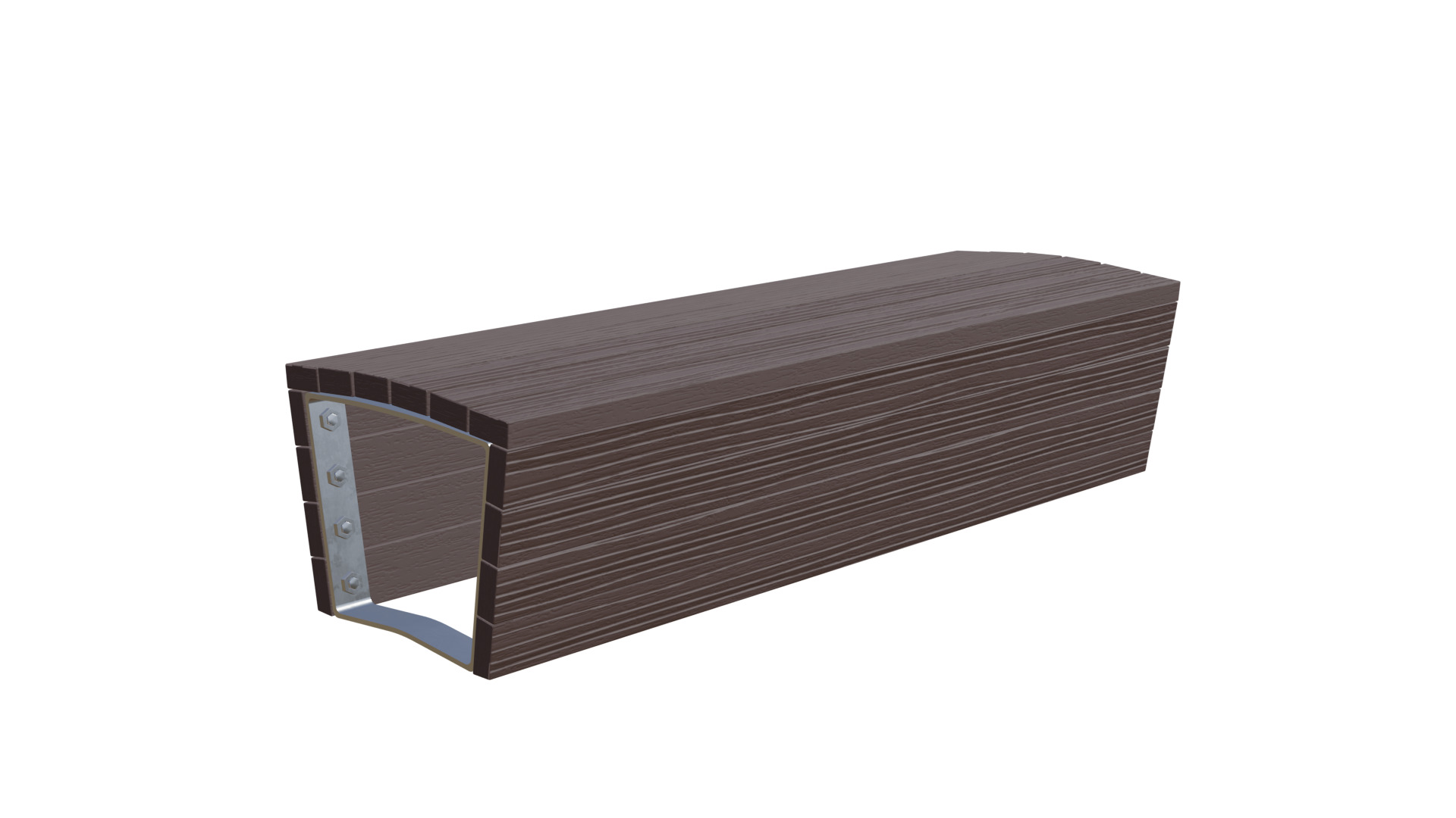 Outdoor Wooden Bench 6 Low-poly 3D model_6
