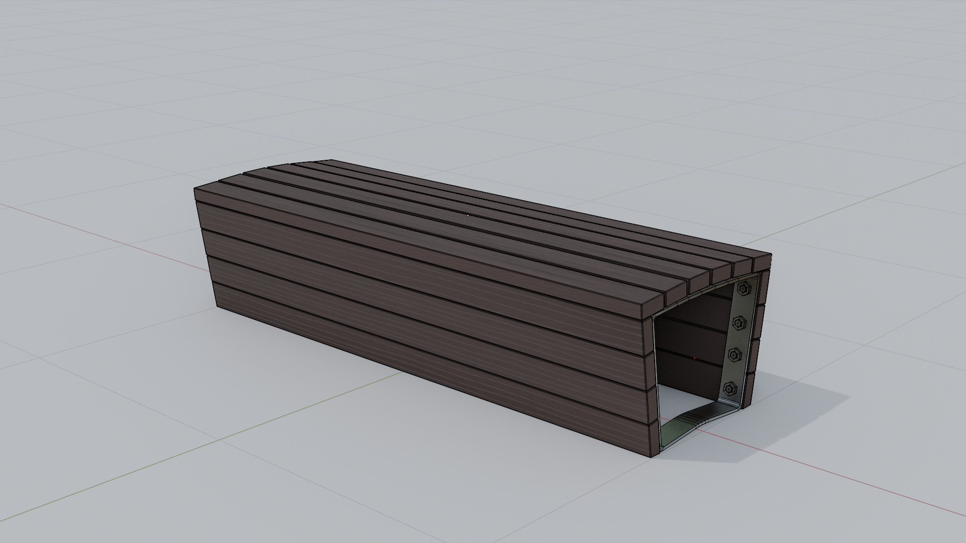 Outdoor Wooden Bench 6 Low-poly 3D model_5