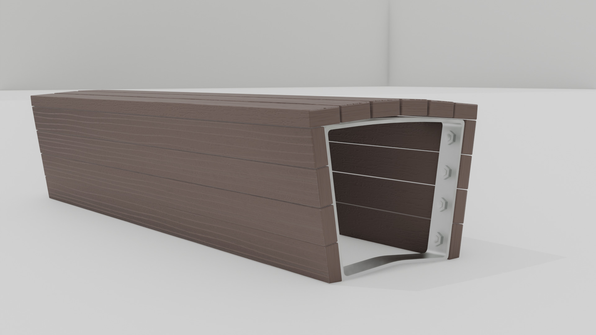 Outdoor Wooden Bench 6 Low-poly 3D model_4