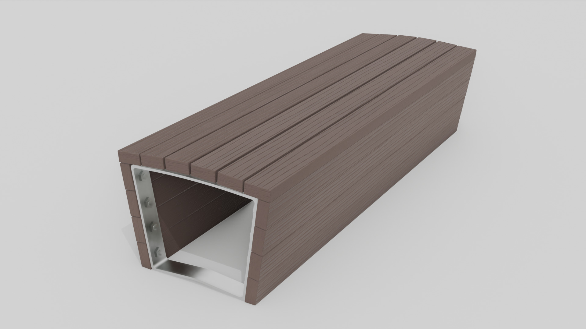 Outdoor Wooden Bench 6 Low-poly 3D model_1